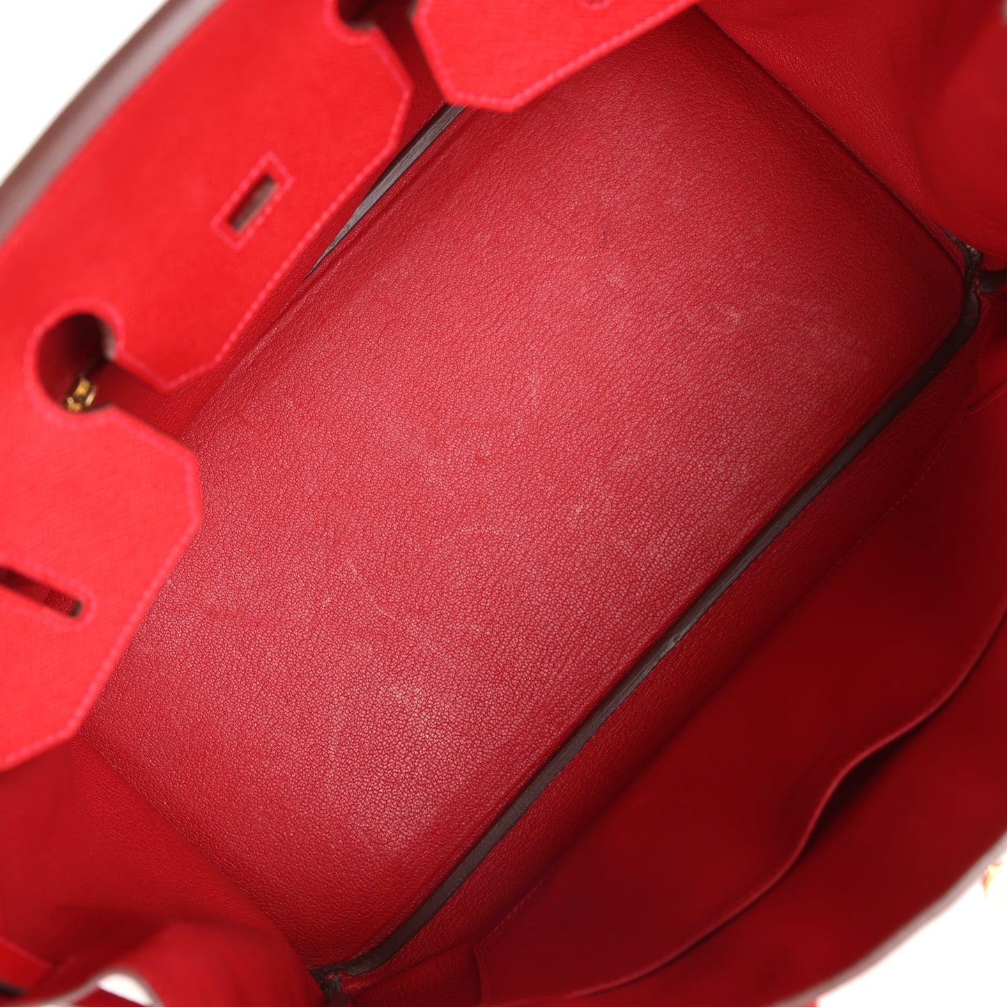 Hermes Birkin 35 Rouge Casaque Epsom Gold Hardware