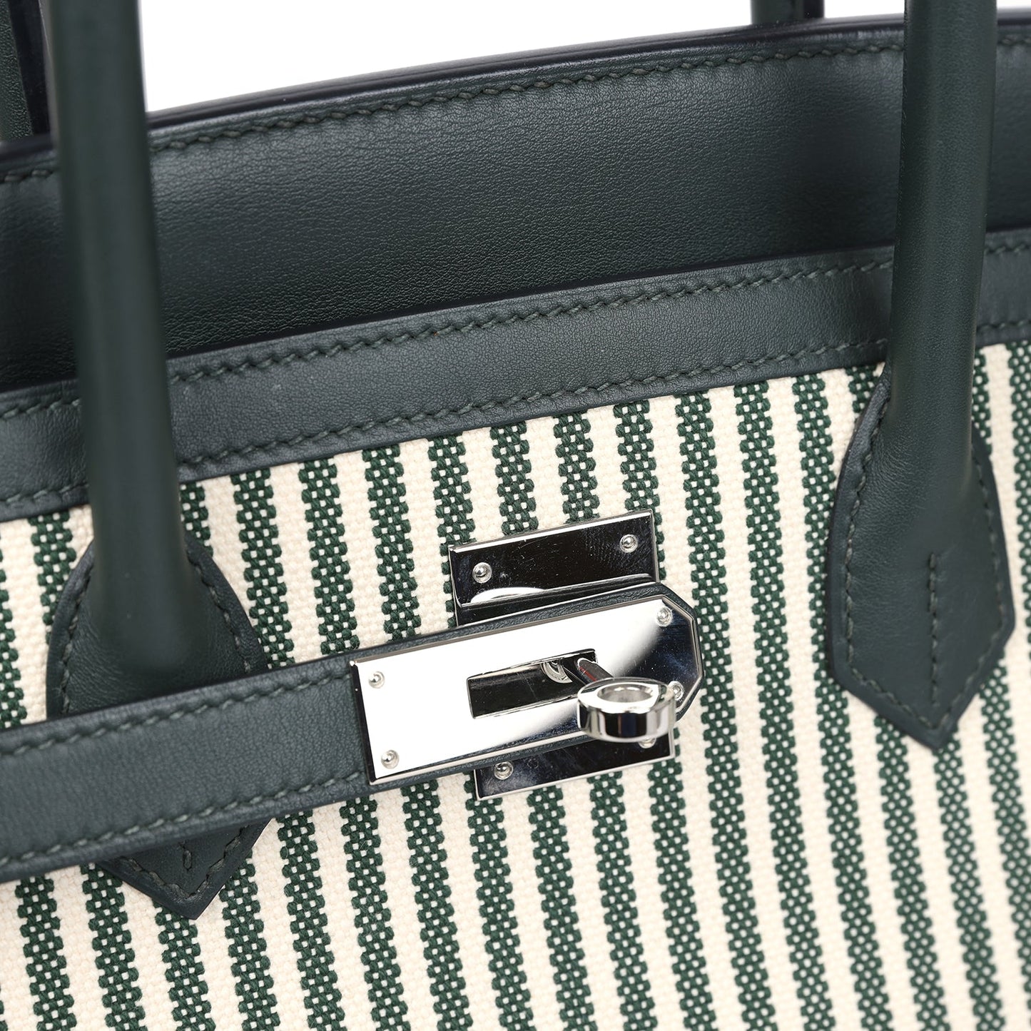 Hermes Birkin 35 Toile Riga and Vert Anglais Swift Palladium Hardware