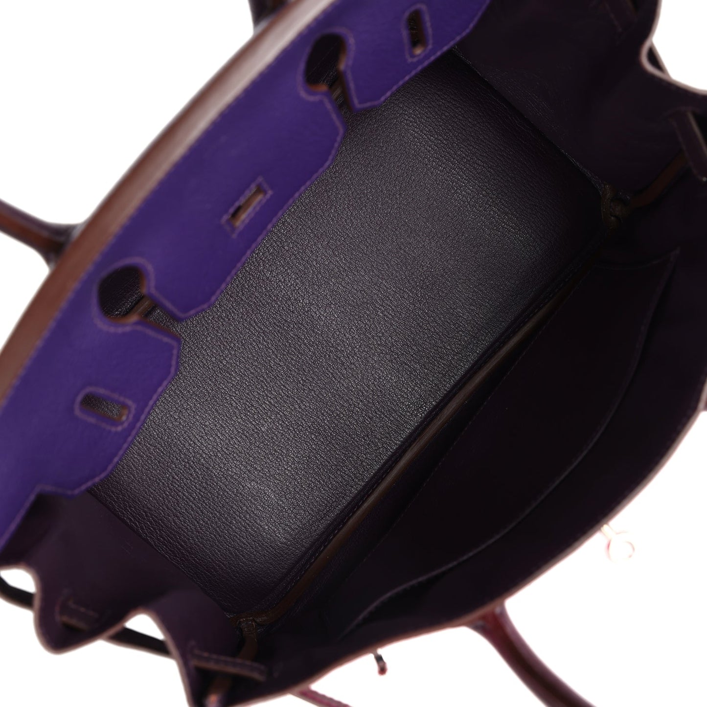 Hermes Special Order (HSS) Birkin 30 Tri-color Raisin, Ultraviolet and Rose Shocking Chevre Palladium Hardware