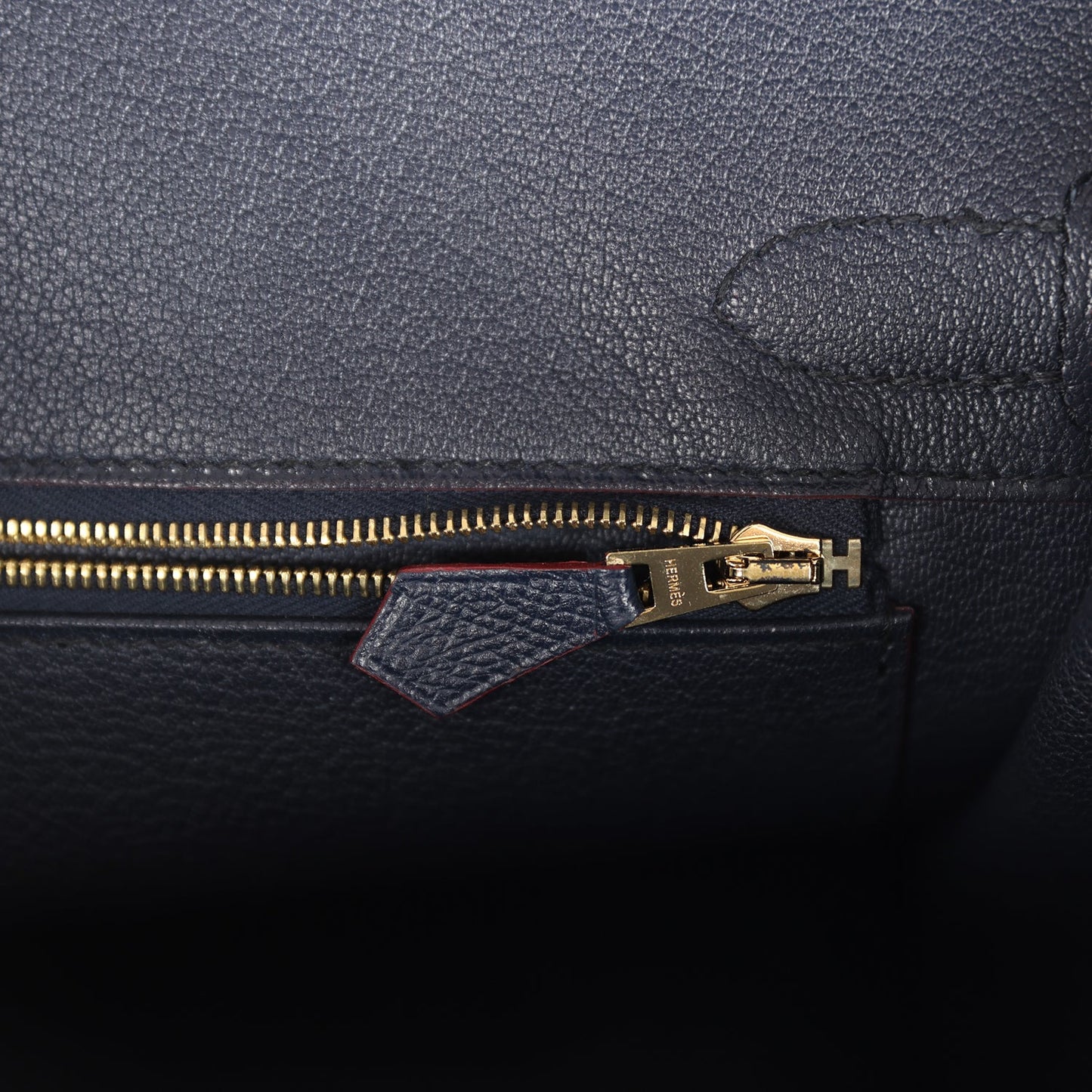 Hermes Birkin 30 Bleu Indigo and Rouge H Contour Epsom Gold Hardware