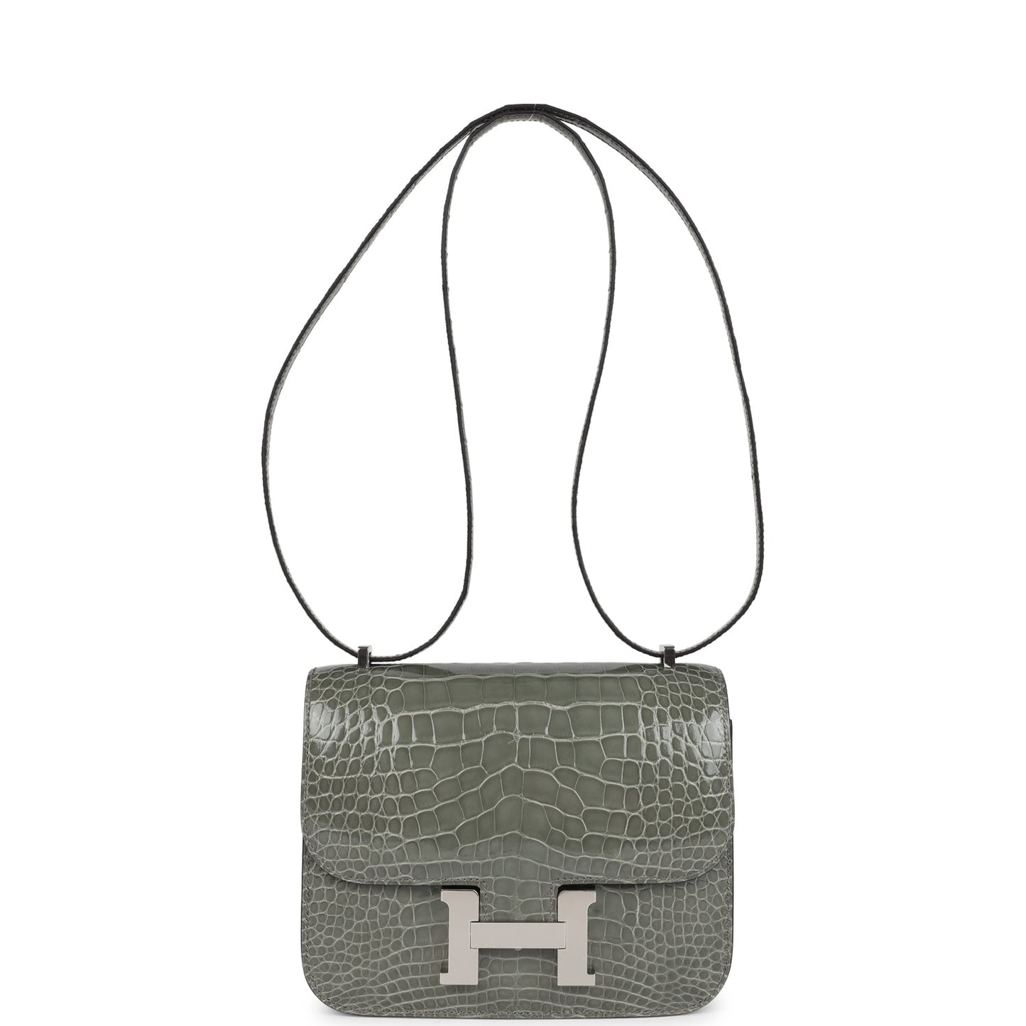 Hermes Constance 18 Gris Ciment Shiny Alligator Palladium Hardware