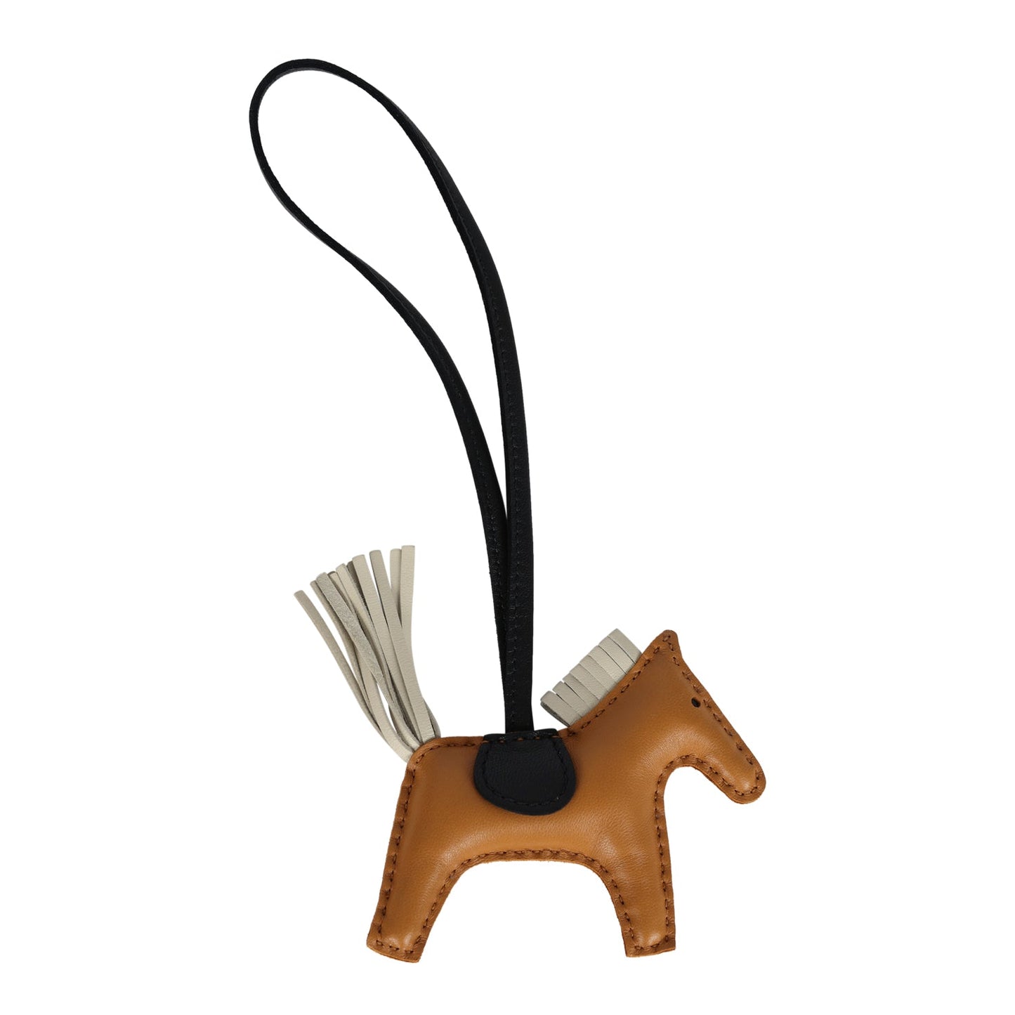 Hermes Rodeo Bag Charm PM Sesame/Craie/Black Milo Lambskin