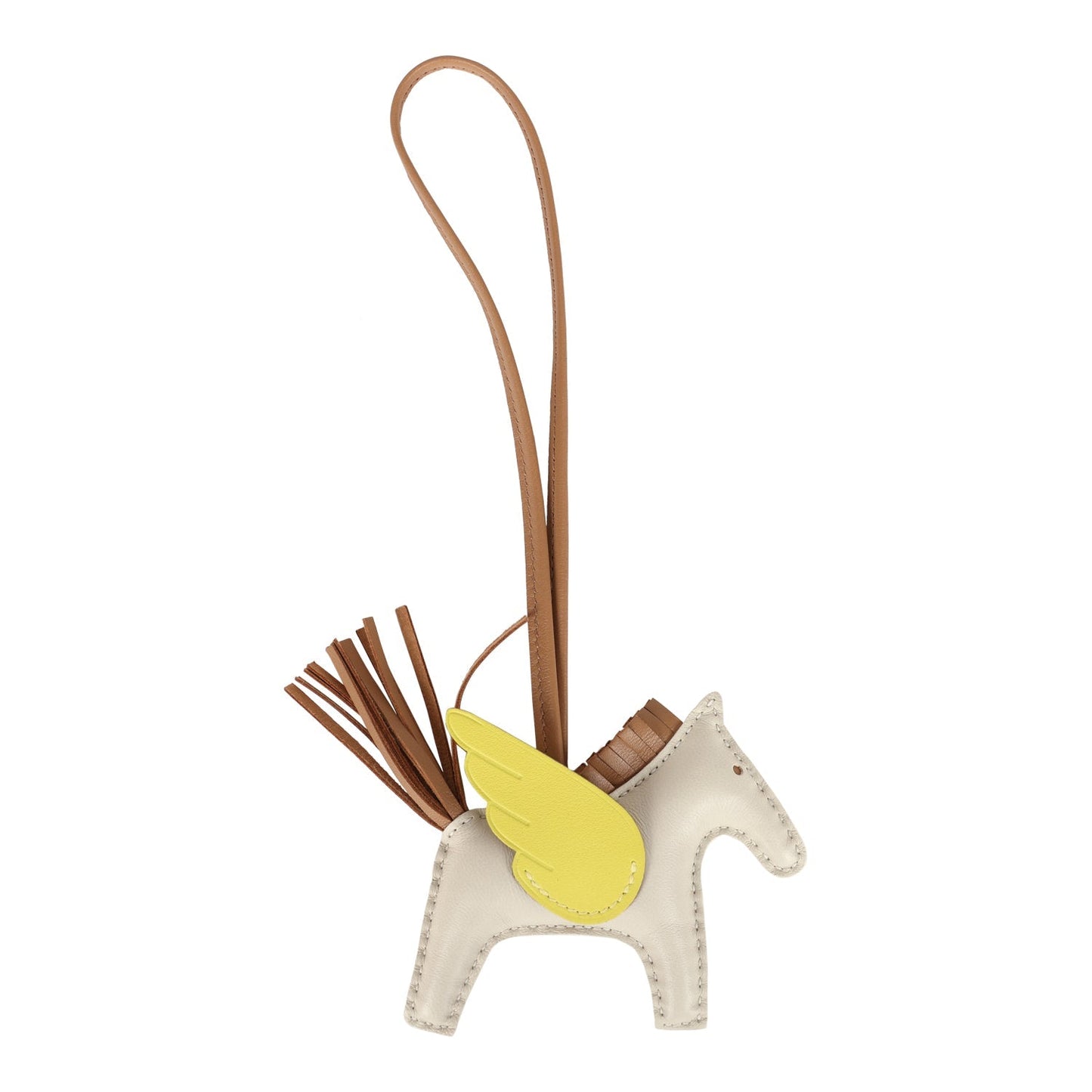 Hermes Pegase Rodeo Bag Charm PM Craie/Lime/Chai Milo Lambskin