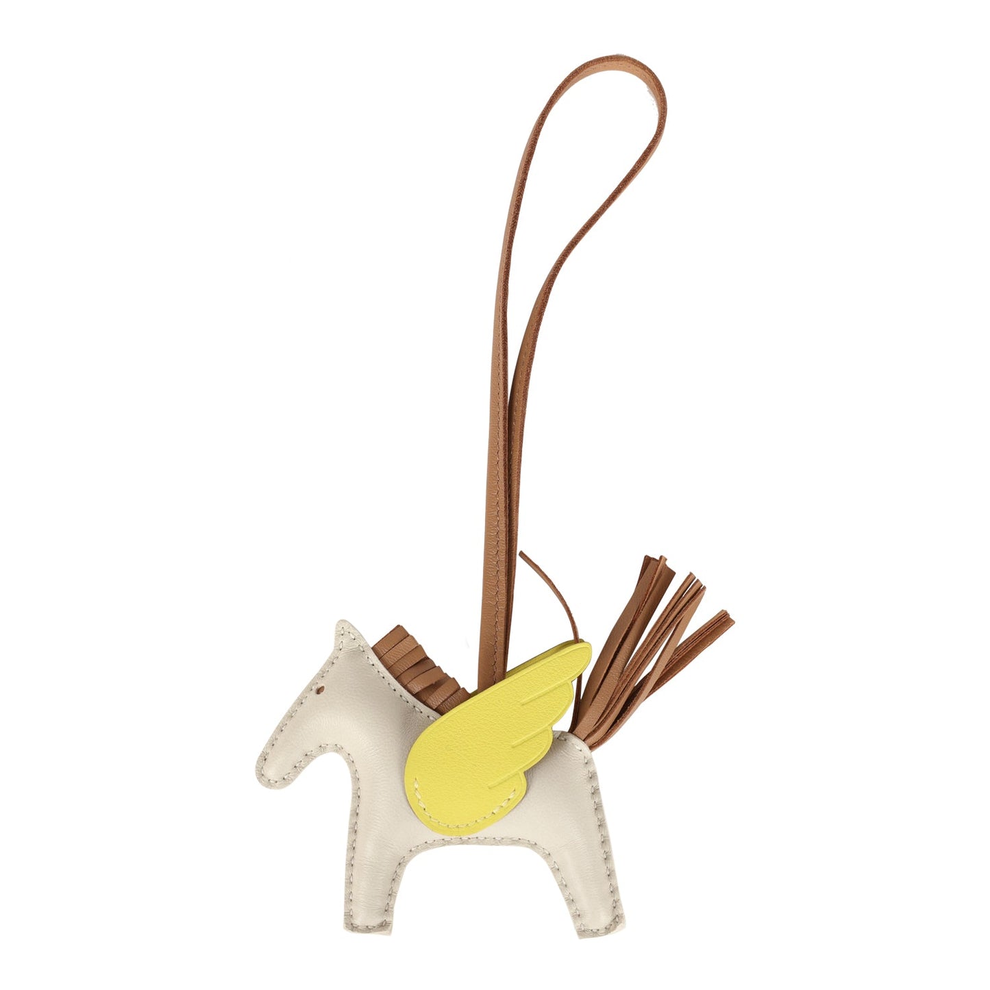 Hermes Pegase Rodeo Bag Charm PM Craie/Lime/Chai Milo Lambskin