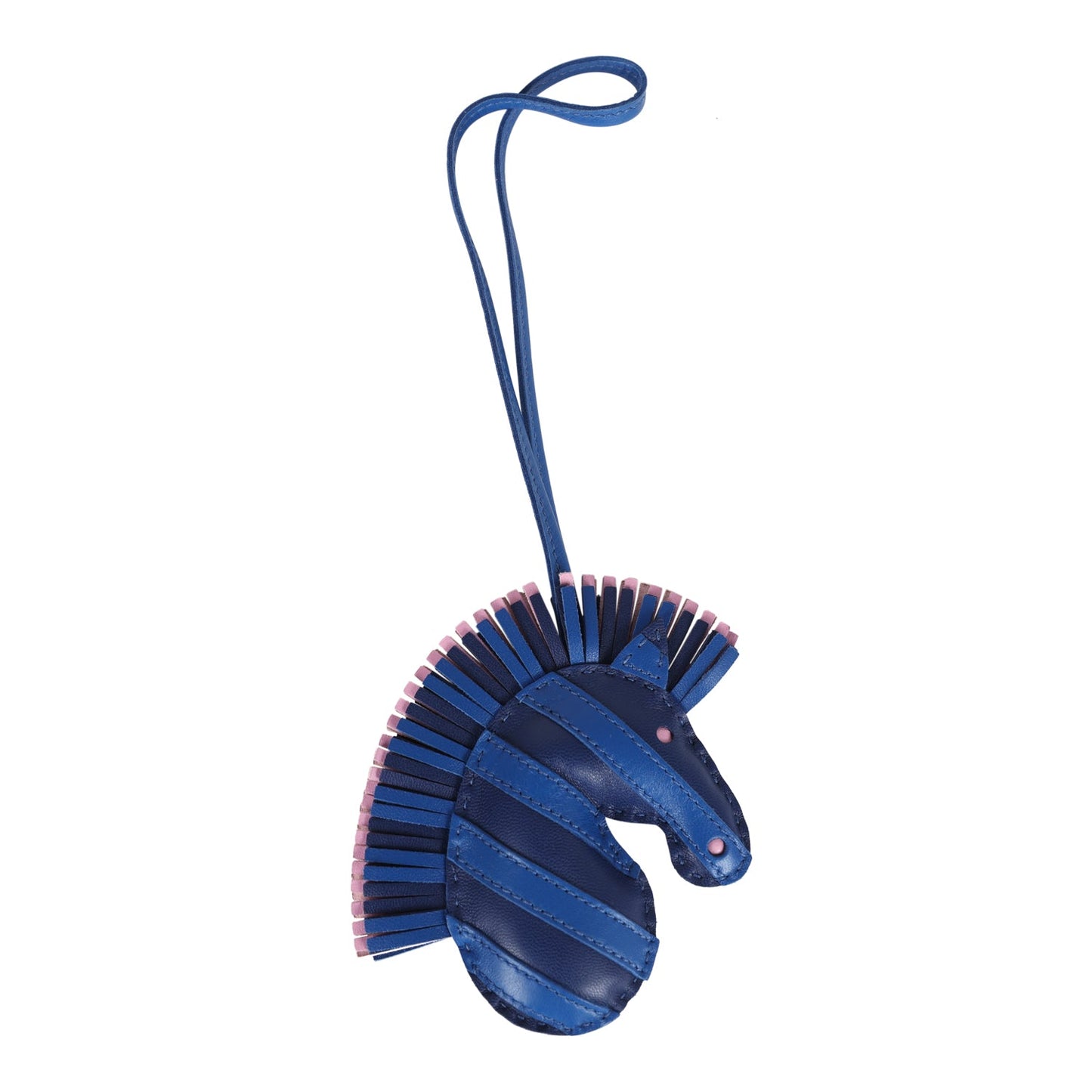 Hermes GeeGee Savannah Bag Charm PM Bleu Saphir/Bleu France/Mauve Sylvestre Milo Lambskin