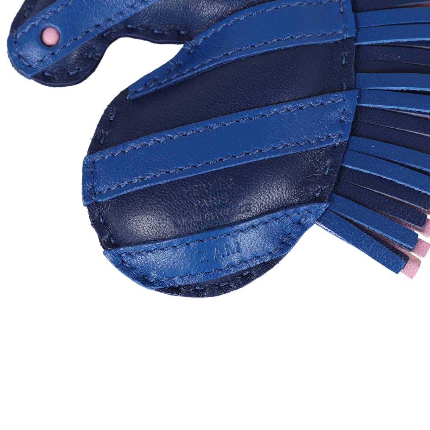 Hermes GeeGee Savannah Bag Charm PM Bleu Saphir/Bleu France/Mauve Sylvestre Milo Lambskin