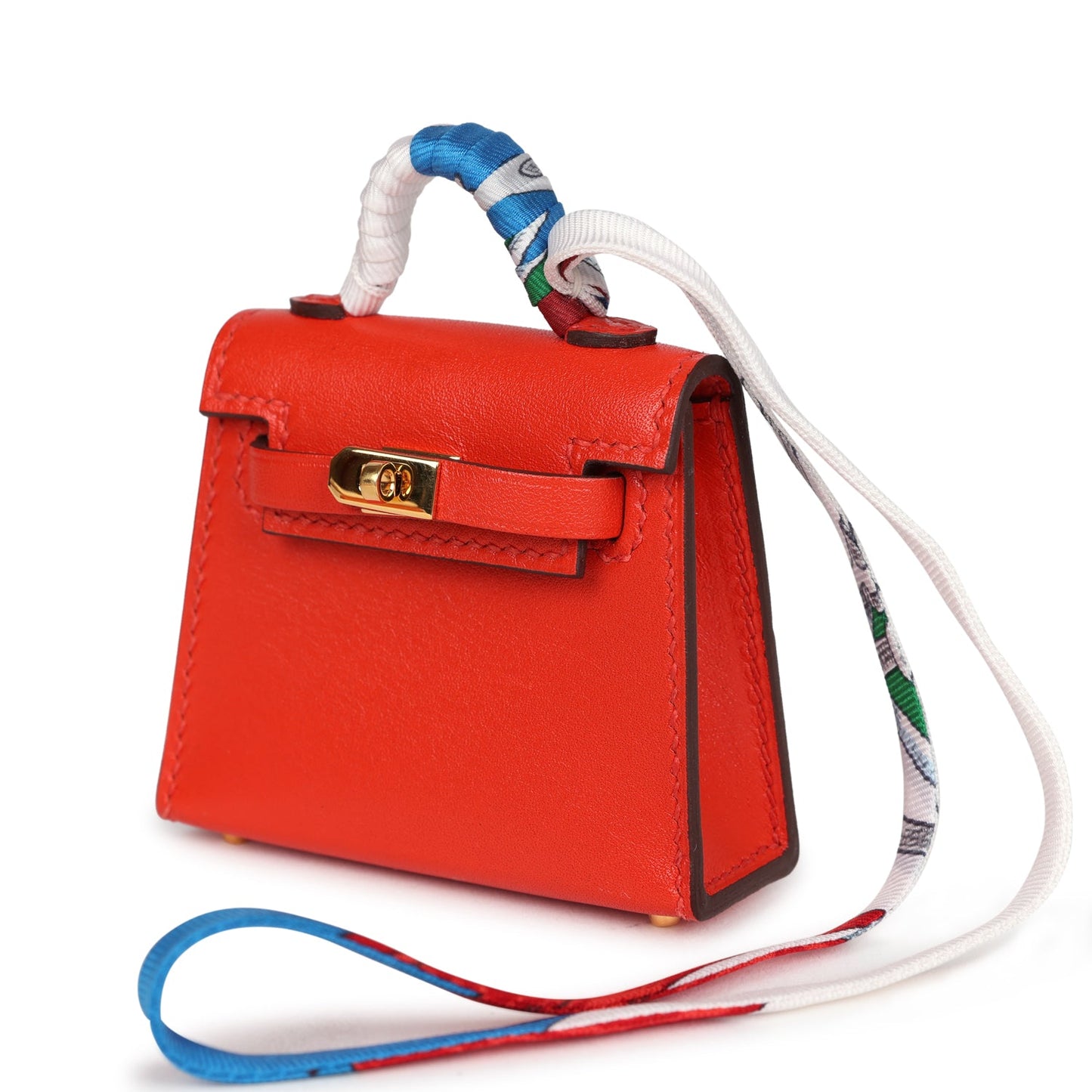 Hermes Mini Kelly Twilly Bag Charm Capucine Tadelakt Gold Hardware