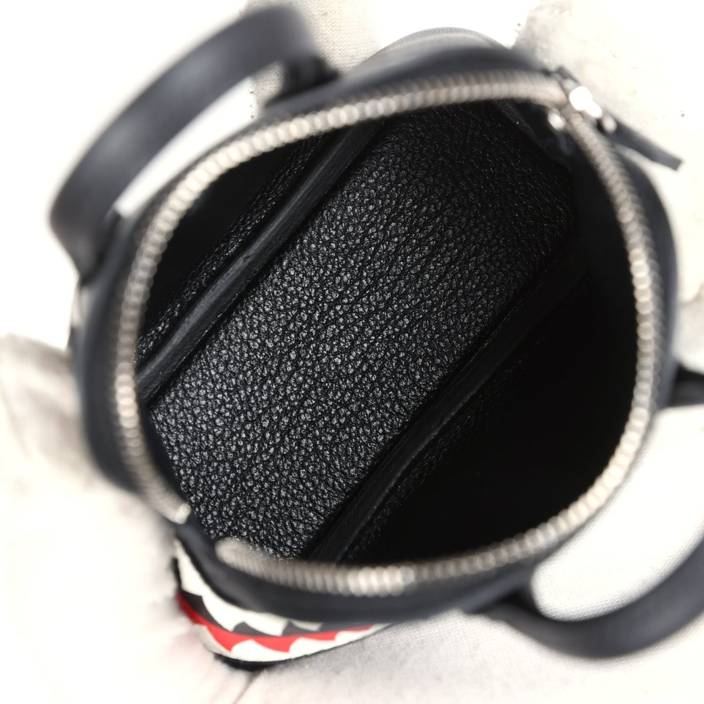 Hermes Mini Bolide Shark Bag Charm Black and White Swift Palladium Hardware
