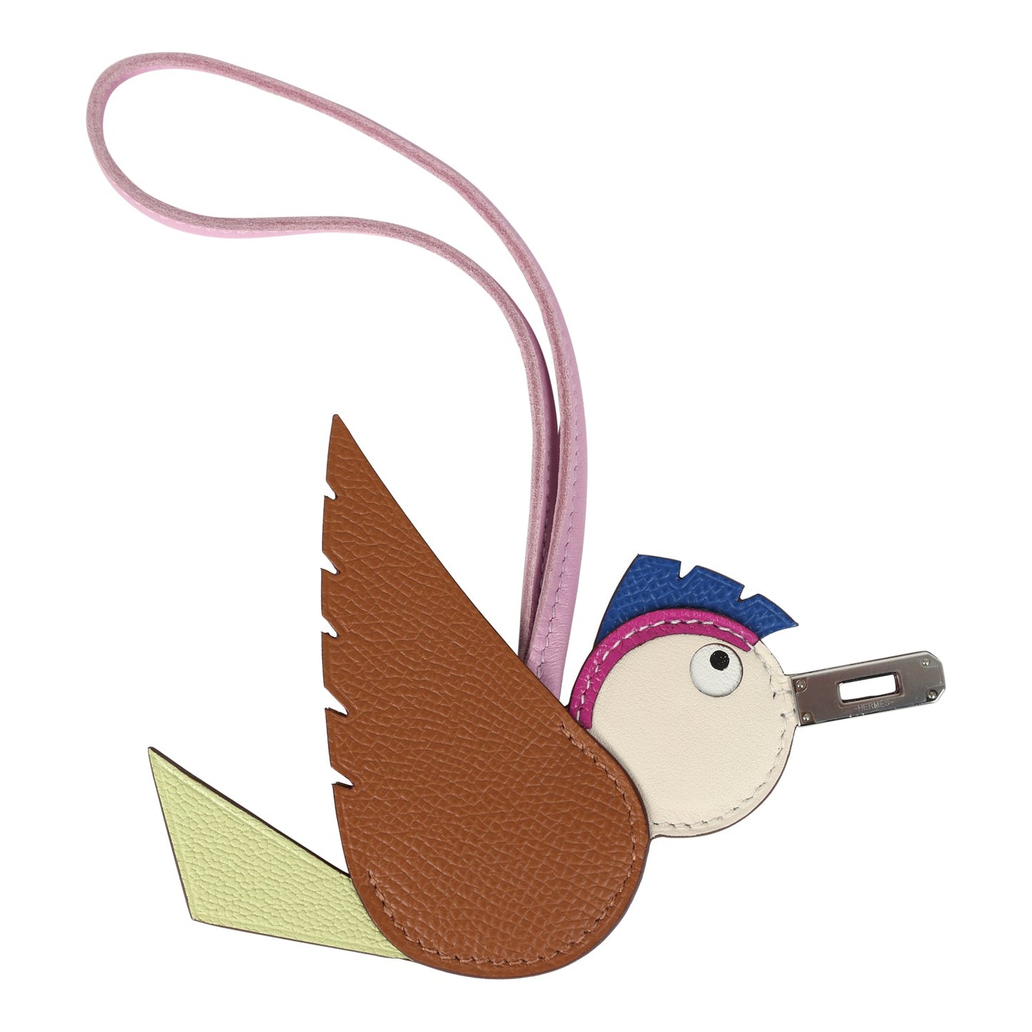 Hermes Birdy Charm Gold, Jaune Bourgeon, Craie, Magnolia, Bleu France Epsom, Chevre & Swift Palladium Hardware