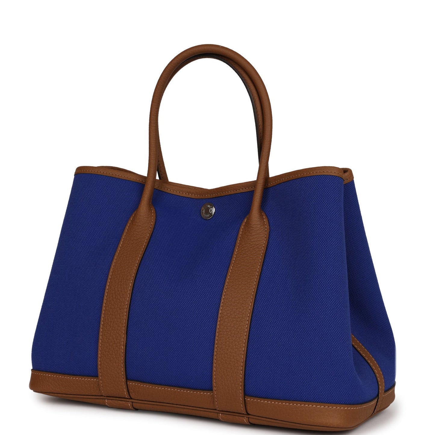 Hermes Garden Party 30 Bleu Electric Toile and Alezan Negonda Palladium Hardware