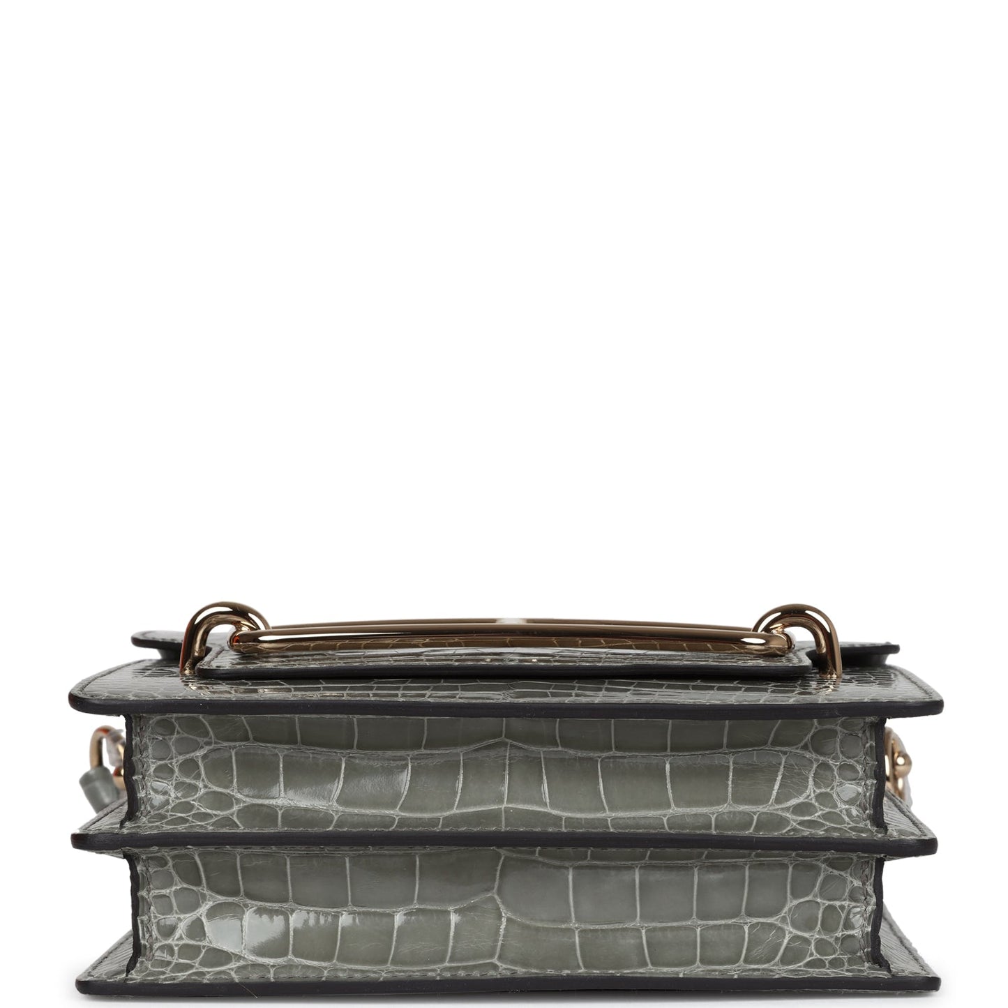 Hermes Mini Roulis Gris Ciment Shiny Alligator Permabrass Hardware