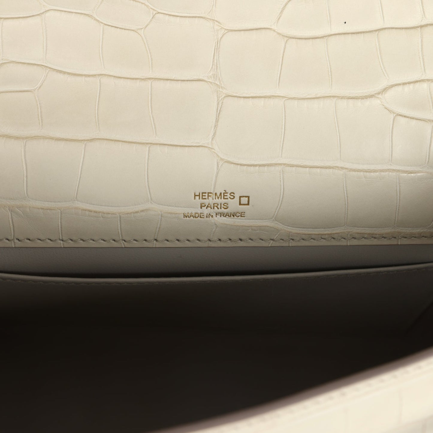 Hermes Kelly Pochette Beton Matte Alligator Gold Hardware