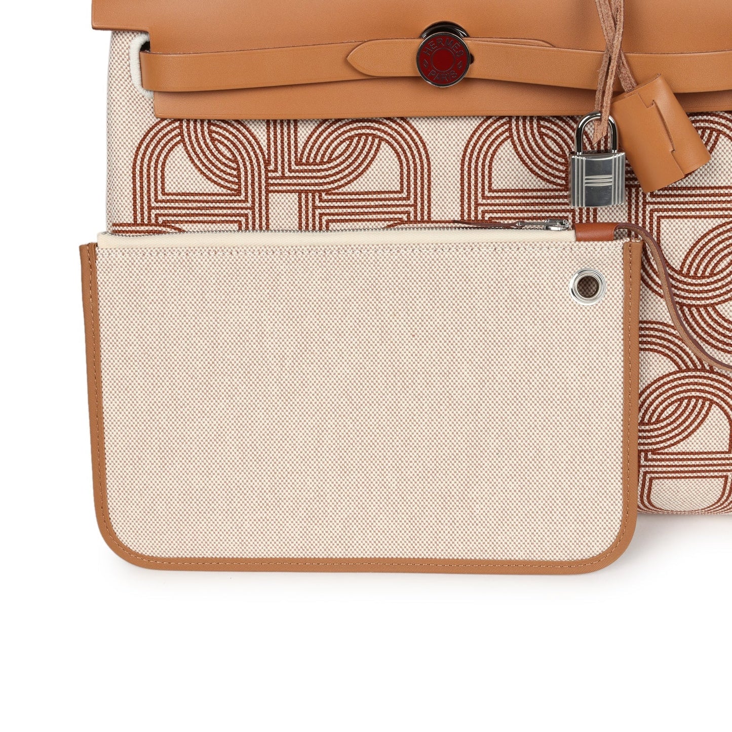 Hermes Herbag Zip PM 31 "Circuit 24" Ecru Toile H Canvas and Naturel Sable Hunter Lacquered Palladium Hardware