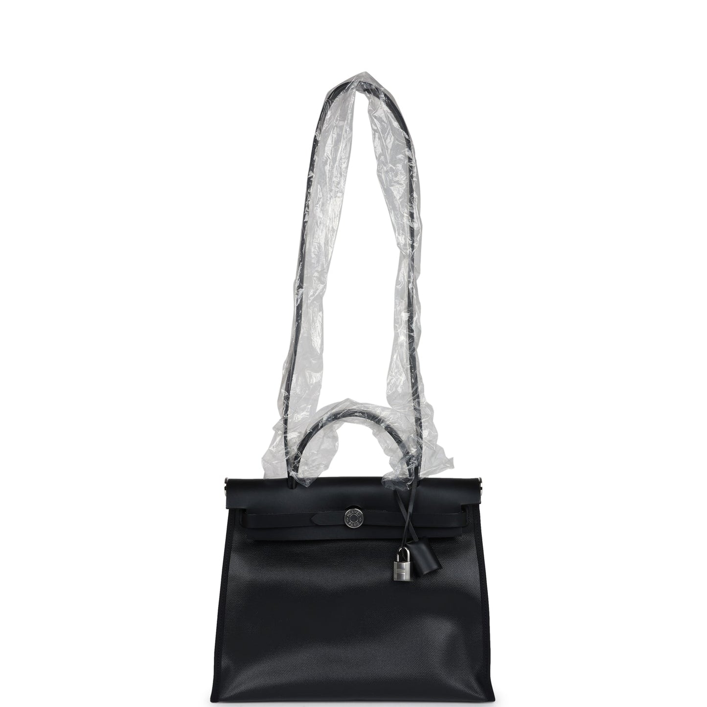 Hermes Herbag Zip PM 31 Black and Ecru Toile H Berline and Black Vache Hunter Palladium Hardware