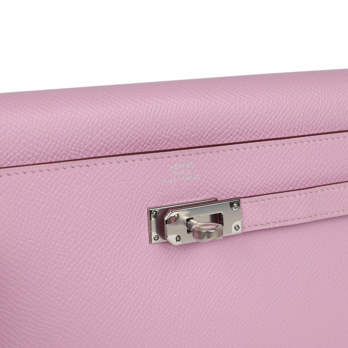 Hermes Kelly Wallet To Go Mauve Sylvestre Epsom Palladium Hardware