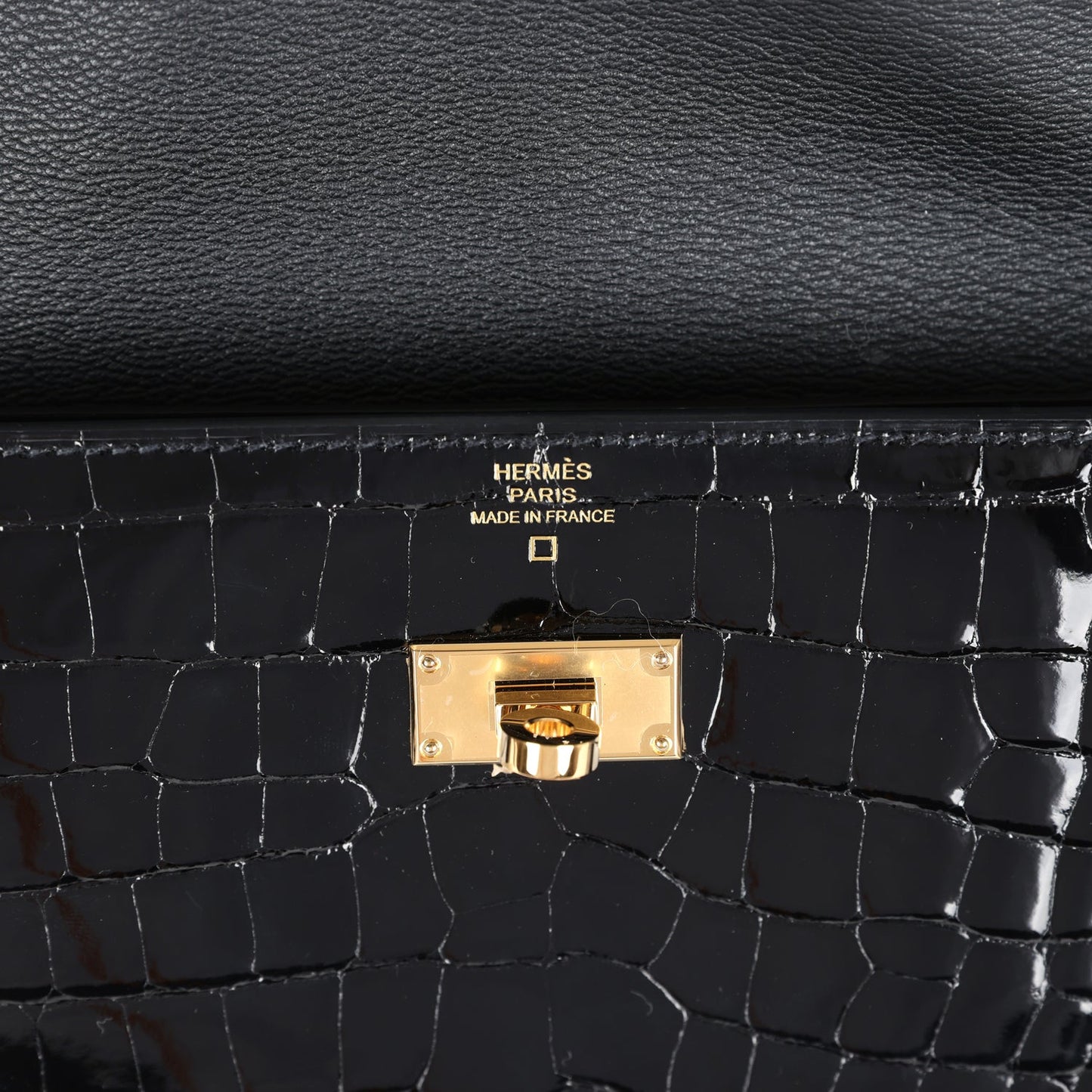Hermes Kelly Pocket Long Wallet Black Shiny Alligator Gold Hardware