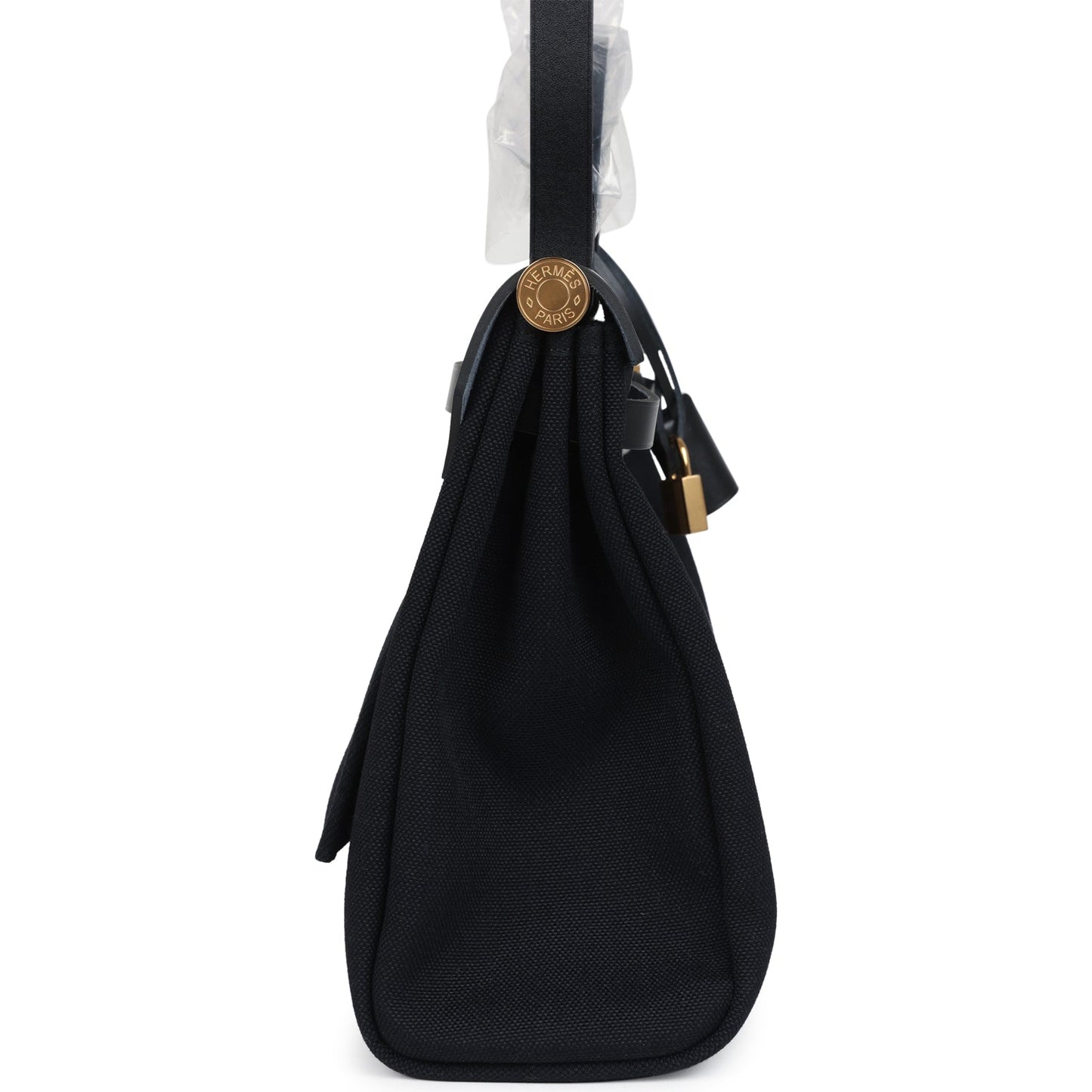 Hermes Herbag Zip 31 PM Black Toile Militaire Canvas and Vache Hunter Gold Hardware