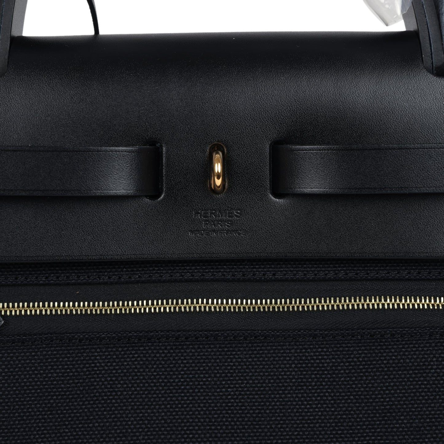 Hermes Herbag Zip 31 PM Black Toile Militaire Canvas and Vache Hunter Gold Hardware