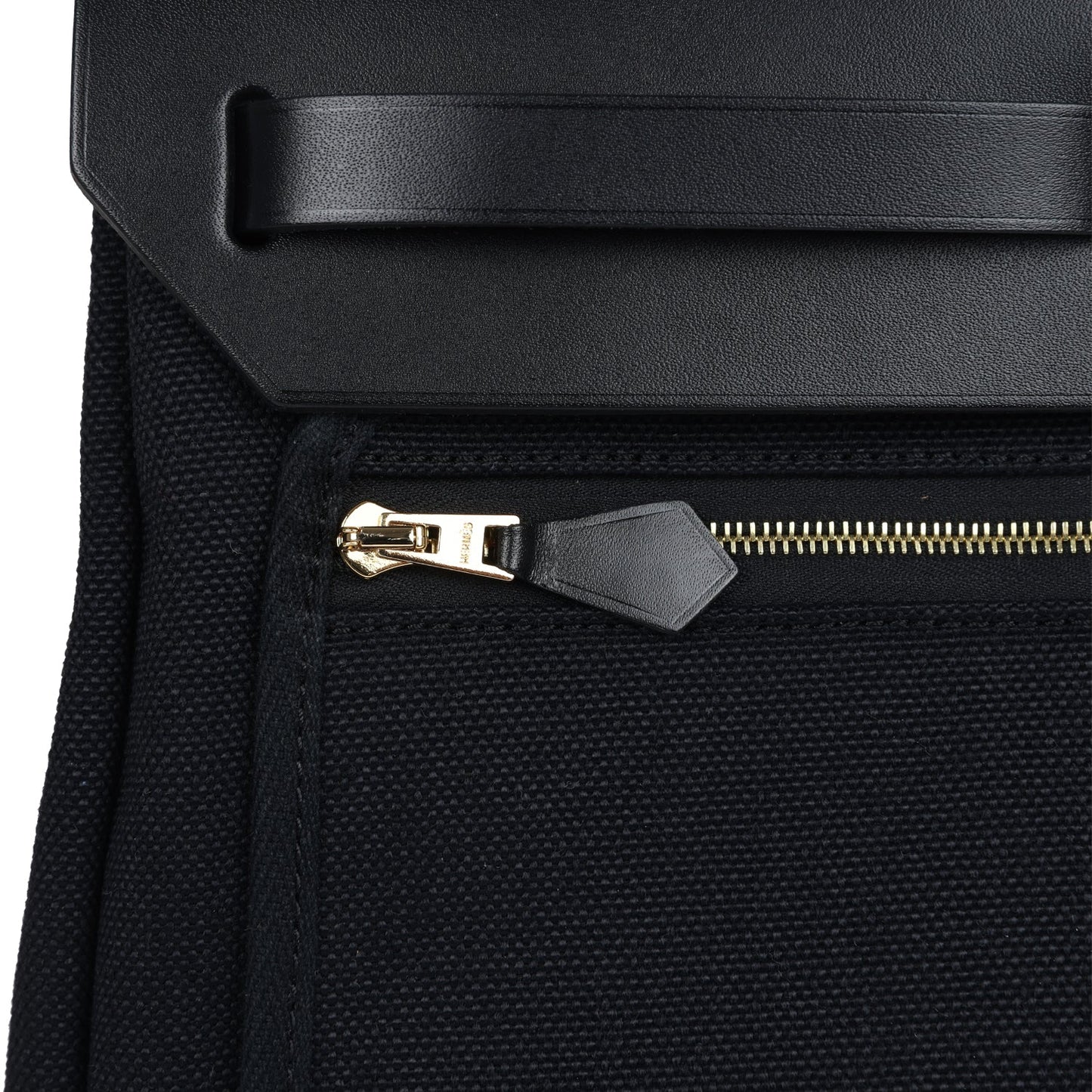 Hermes Herbag Zip 31 PM Black Toile Militaire Canvas and Vache Hunter Gold Hardware