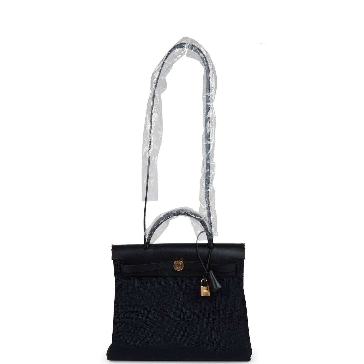 Hermes Herbag Zip 31 PM Black Toile Militaire Canvas and Vache Hunter Gold Hardware