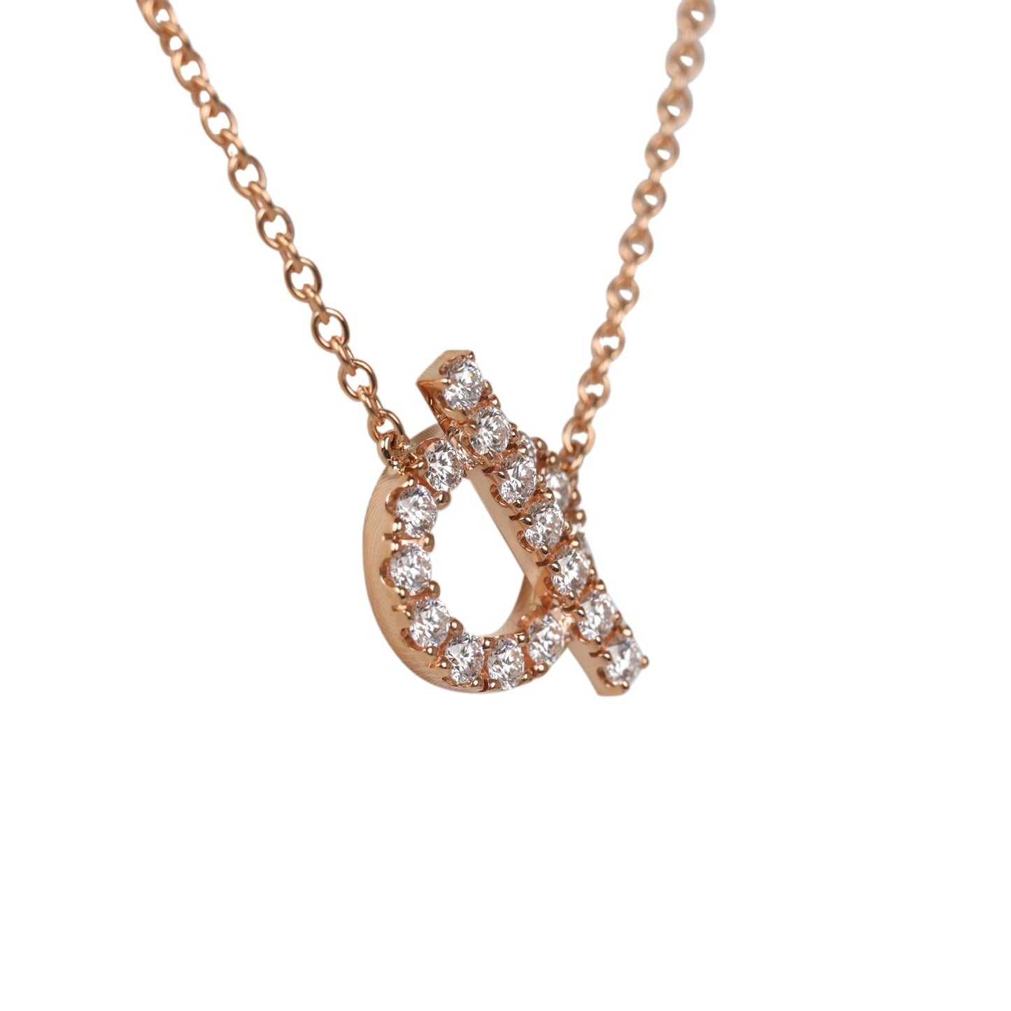 Hermes 18k Rose Gold San Coloris White Diamond Finesse Pendant Necklace