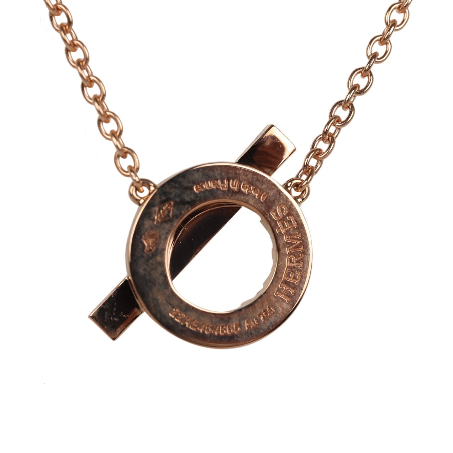 Hermes 18k Rose Gold San Coloris White Diamond Finesse Pendant Necklace