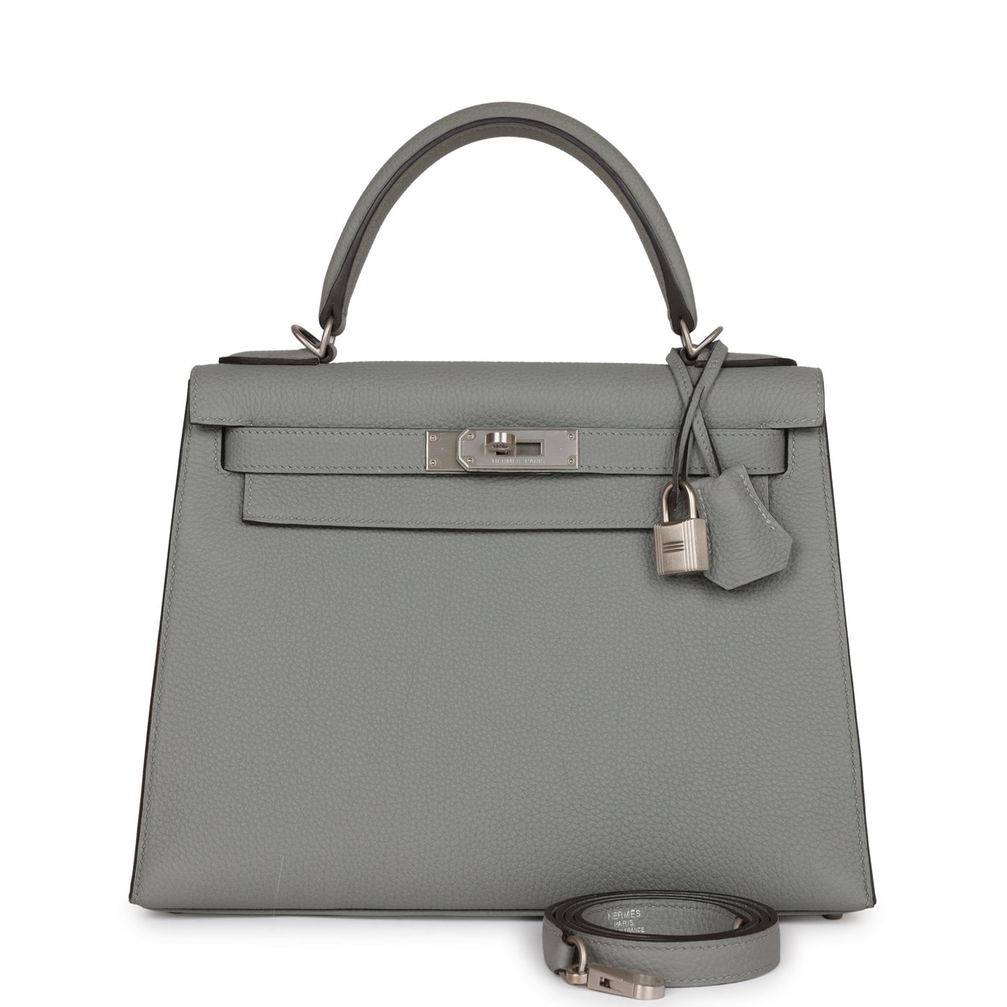 Hermes Special Order (HSS) Kelly Sellier 28 Gris Mouette Verso Togo Brushed Palladium Hardware