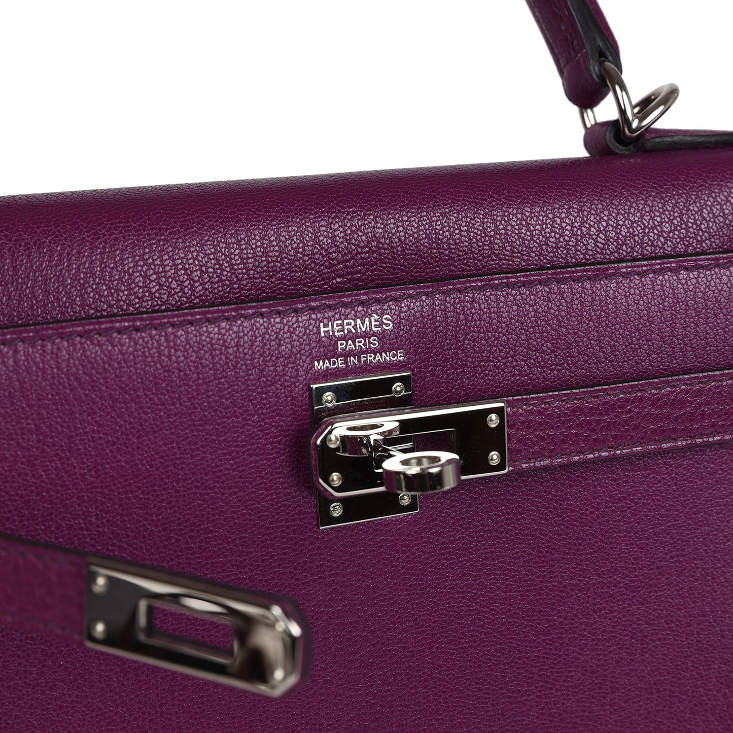 Hermes Kelly Sellier 25 Anemone Chevre Mysore Palladium Hardware
