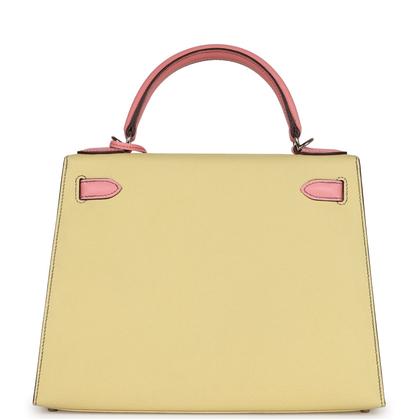 Hermes Special Order (HSS) Kelly Sellier 28 Rose Confetti and Jaune Poussin Epsom Palladium Hardware