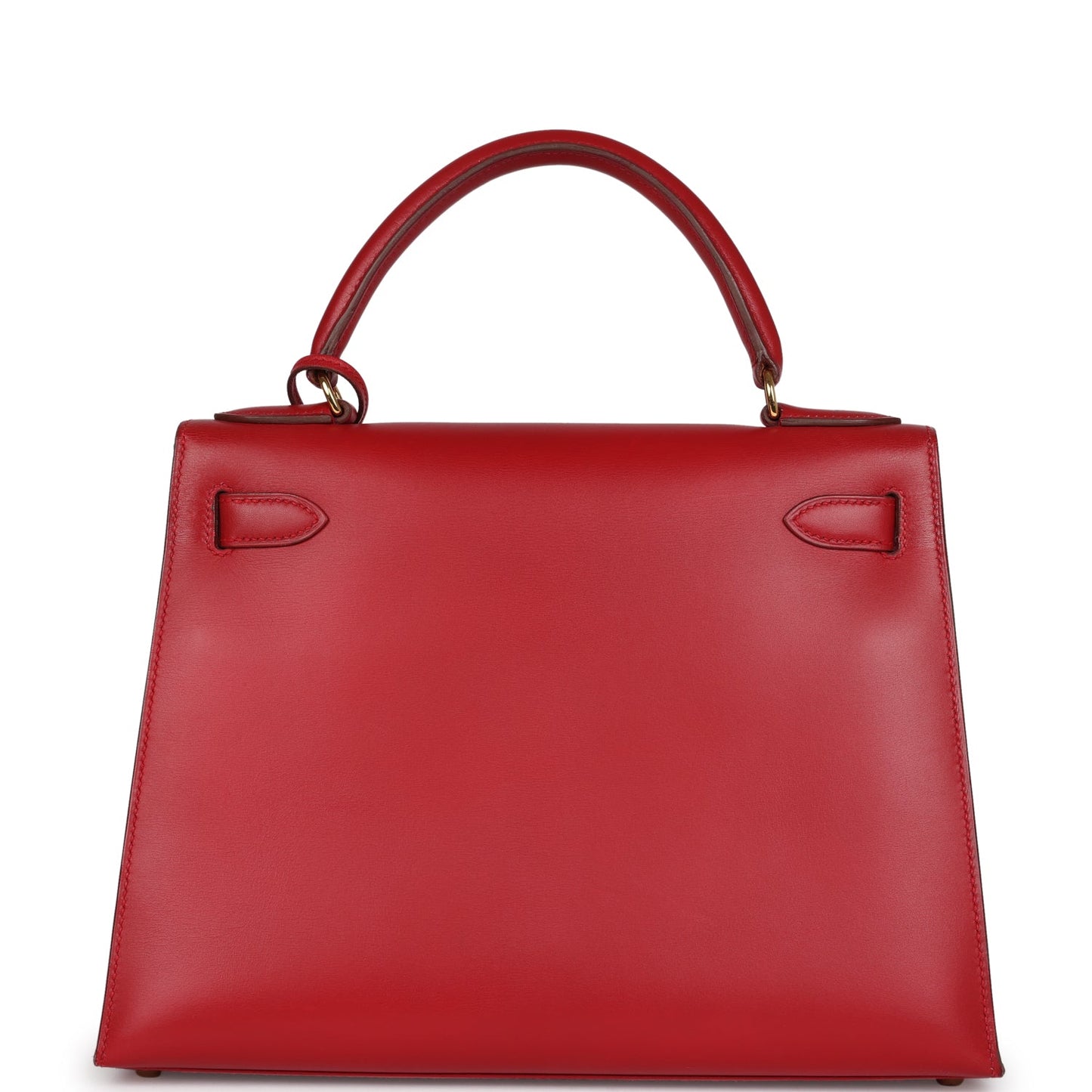 Vintage Hermes Kelly Sellier 28 Rouge Vif Box Gold Hardware
