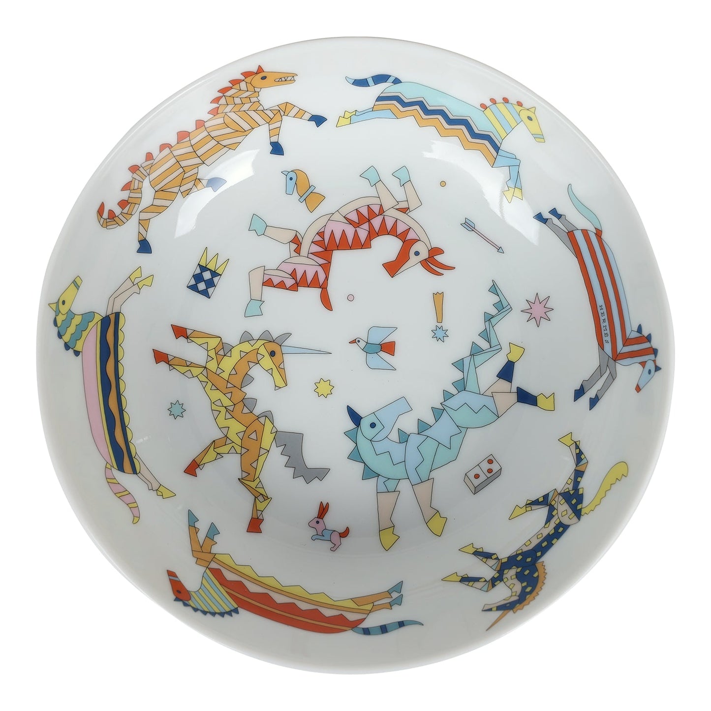 Hermes Epopee Set of 4 White Multicolor Porcelain Tableware Set