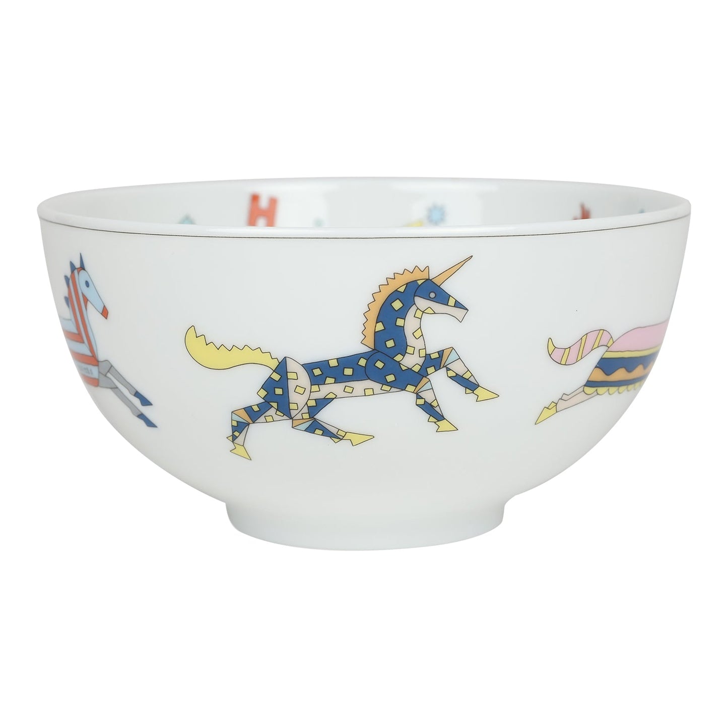 Hermes Epopee Set of 4 White Multicolor Porcelain Tableware Set