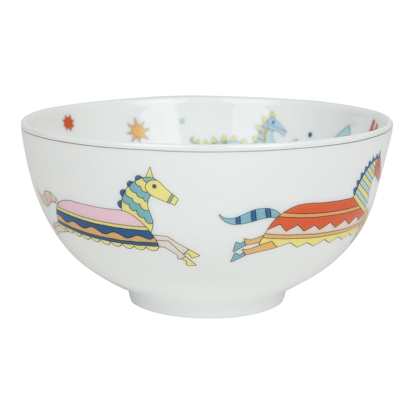 Hermes Epopee Set of 4 White Multicolor Porcelain Tableware Set
