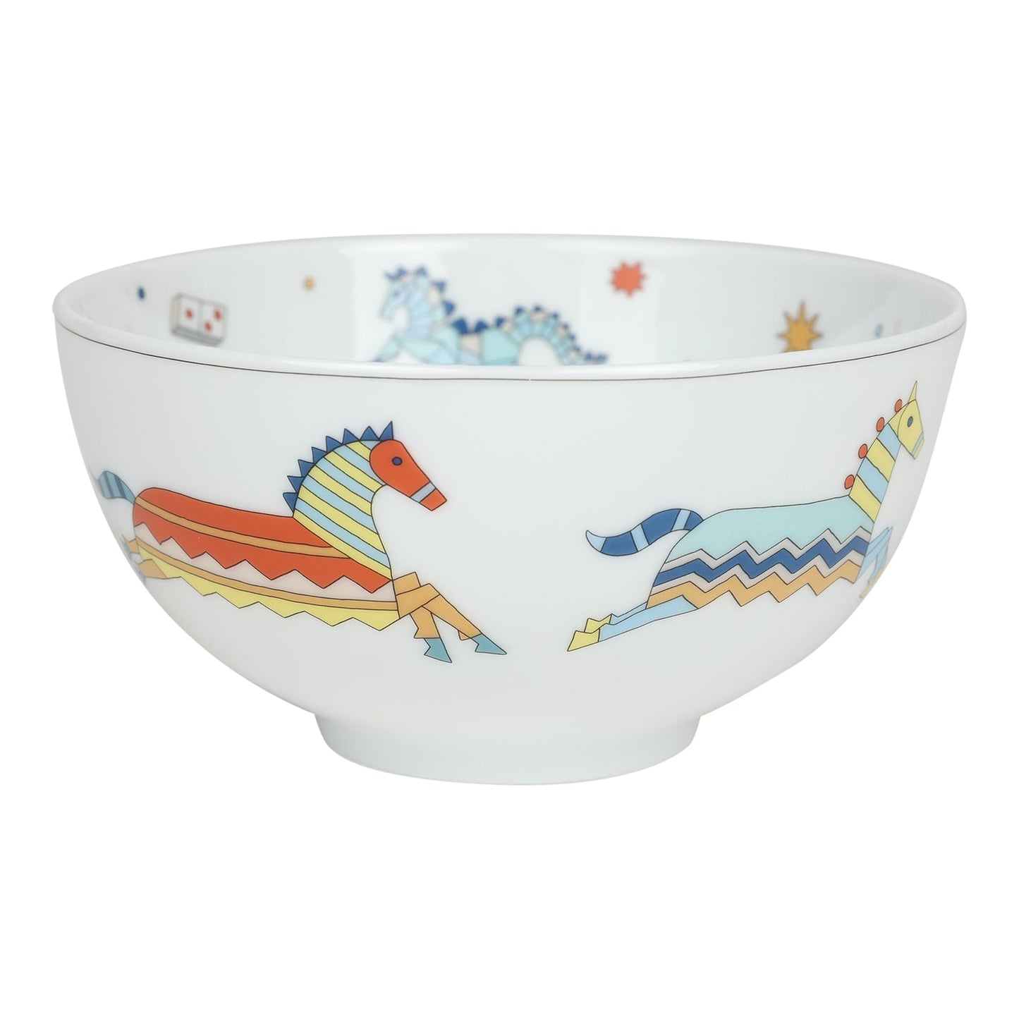 Hermes Epopee Set of 4 White Multicolor Porcelain Tableware Set