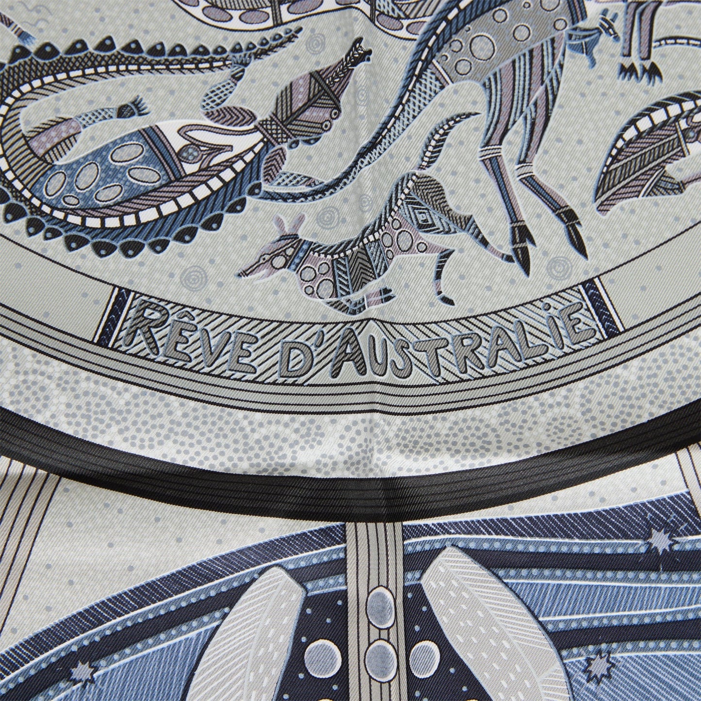 Hermes "Reve D' Australie" Grey Silk Scarf 90cm