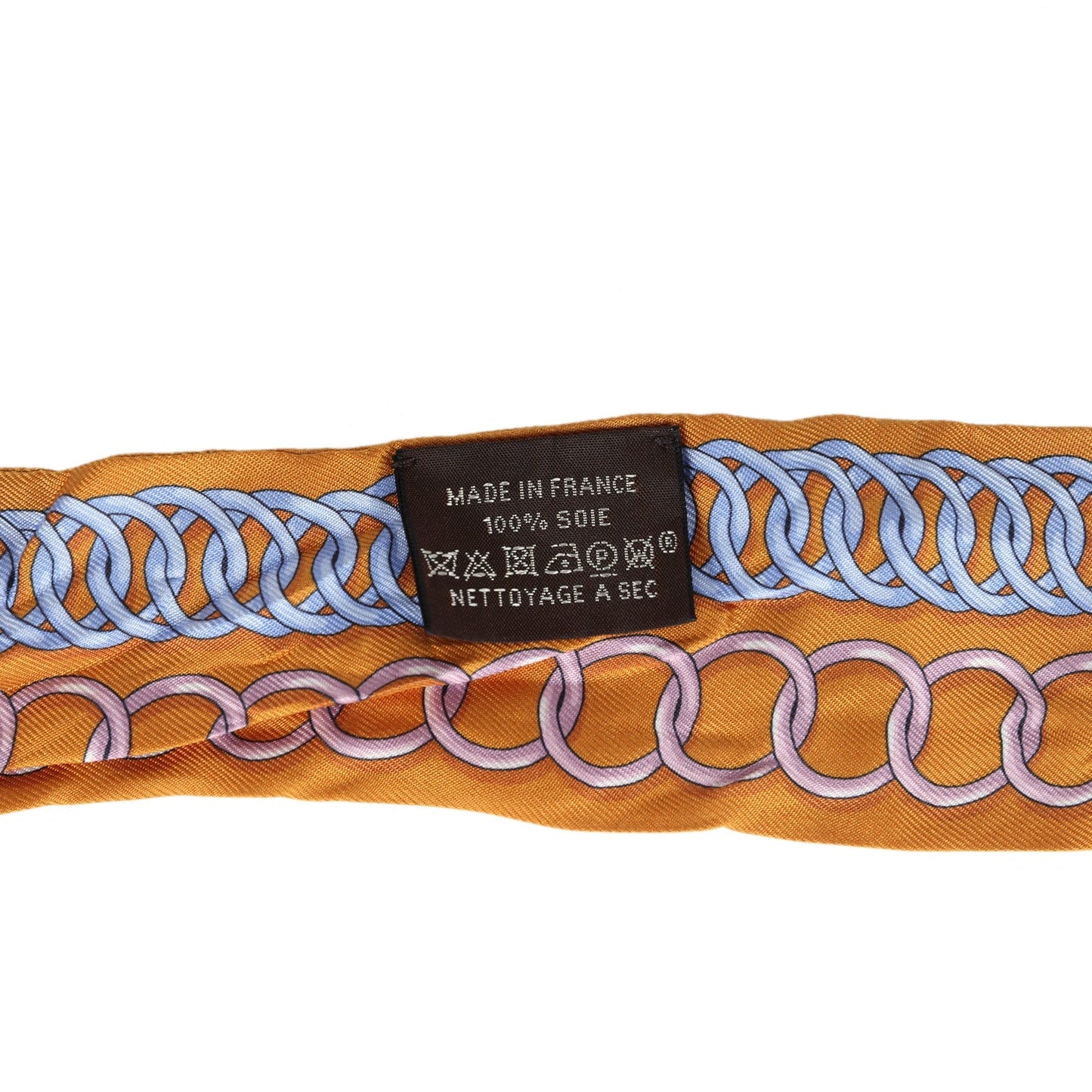 Hermes "Maillons" Orange Multi Silk Twilly Pair