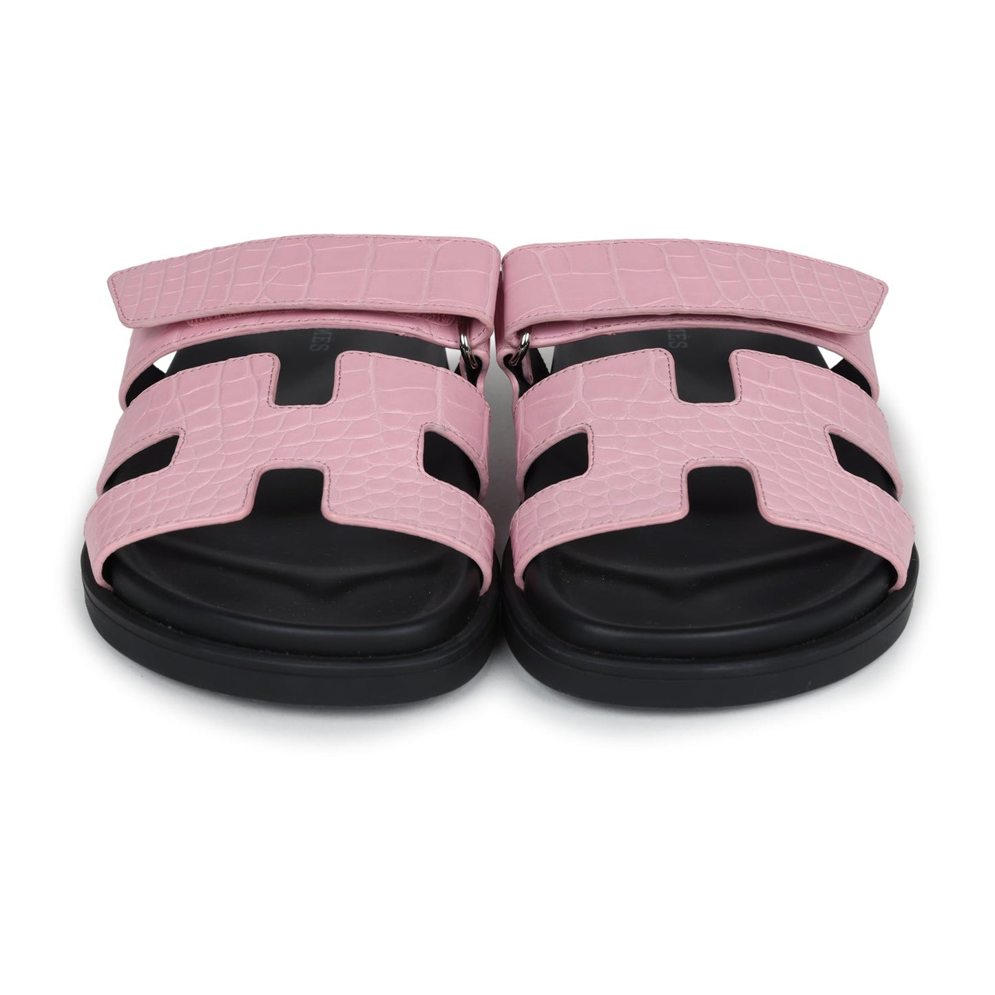 Hermes Chypre Techno Sandals Bubblegum Matte Crocodile Palladium Hardware 36 EU