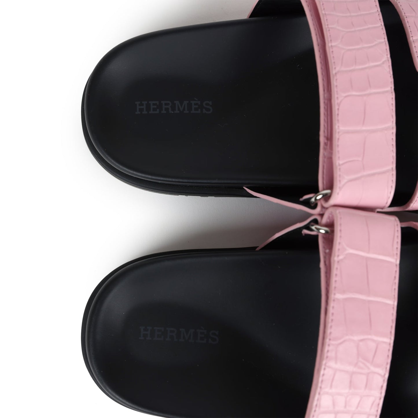 Hermes Chypre Techno Sandals Bubblegum Matte Crocodile Palladium Hardware 36 EU