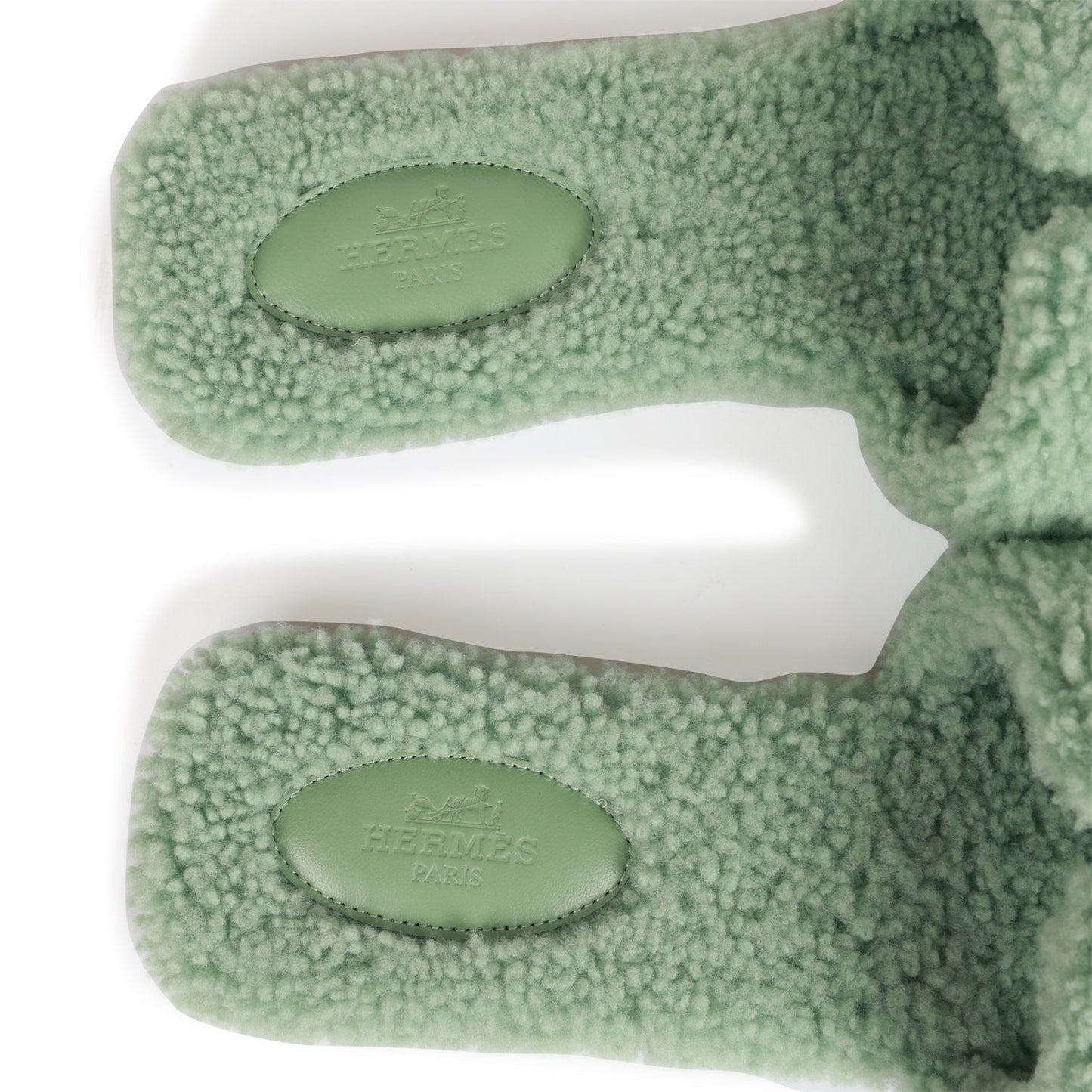 Hermes Oran Sandals Vert D'eau Woolskin 41
