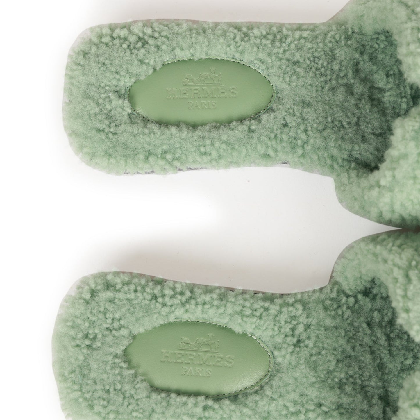 Hermes Oran Sandals Vert D'eau Woolskin 36