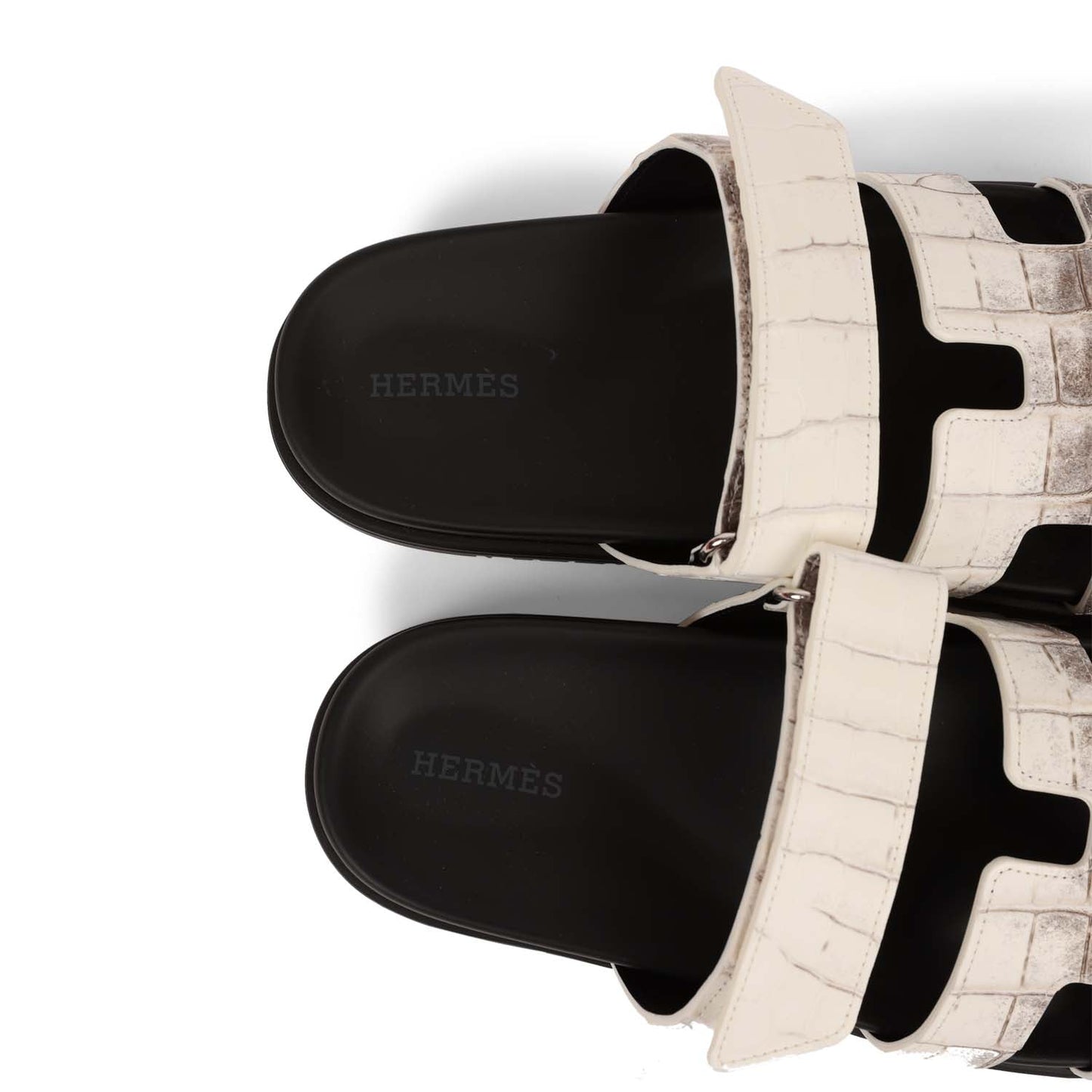 Hermes Chypre Sandals Himalaya Matte Crocodile Palladium Hardware 38 EU