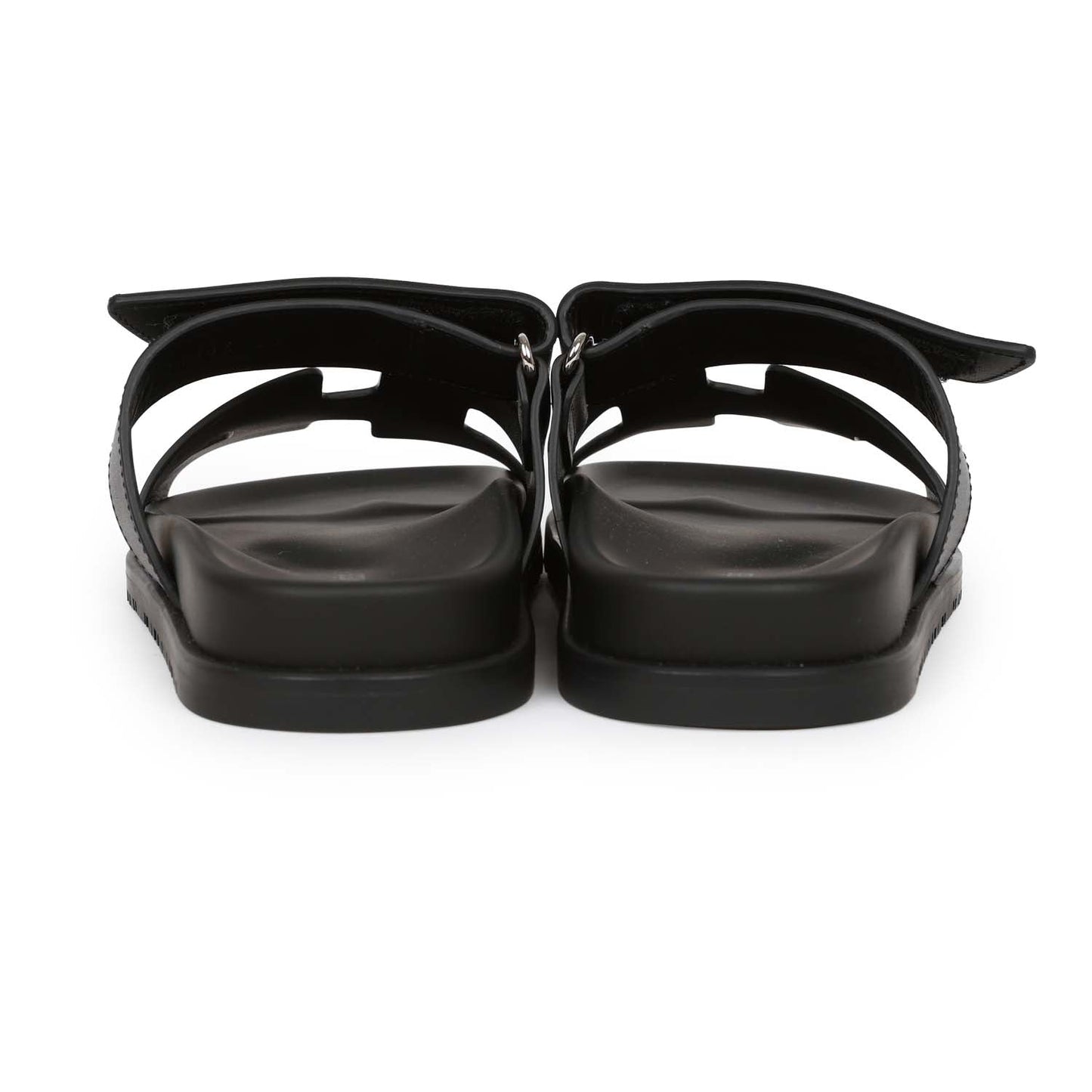 Hermes Chypre Techno Sandals Black Calfskin Palladium Hardware 35 EU