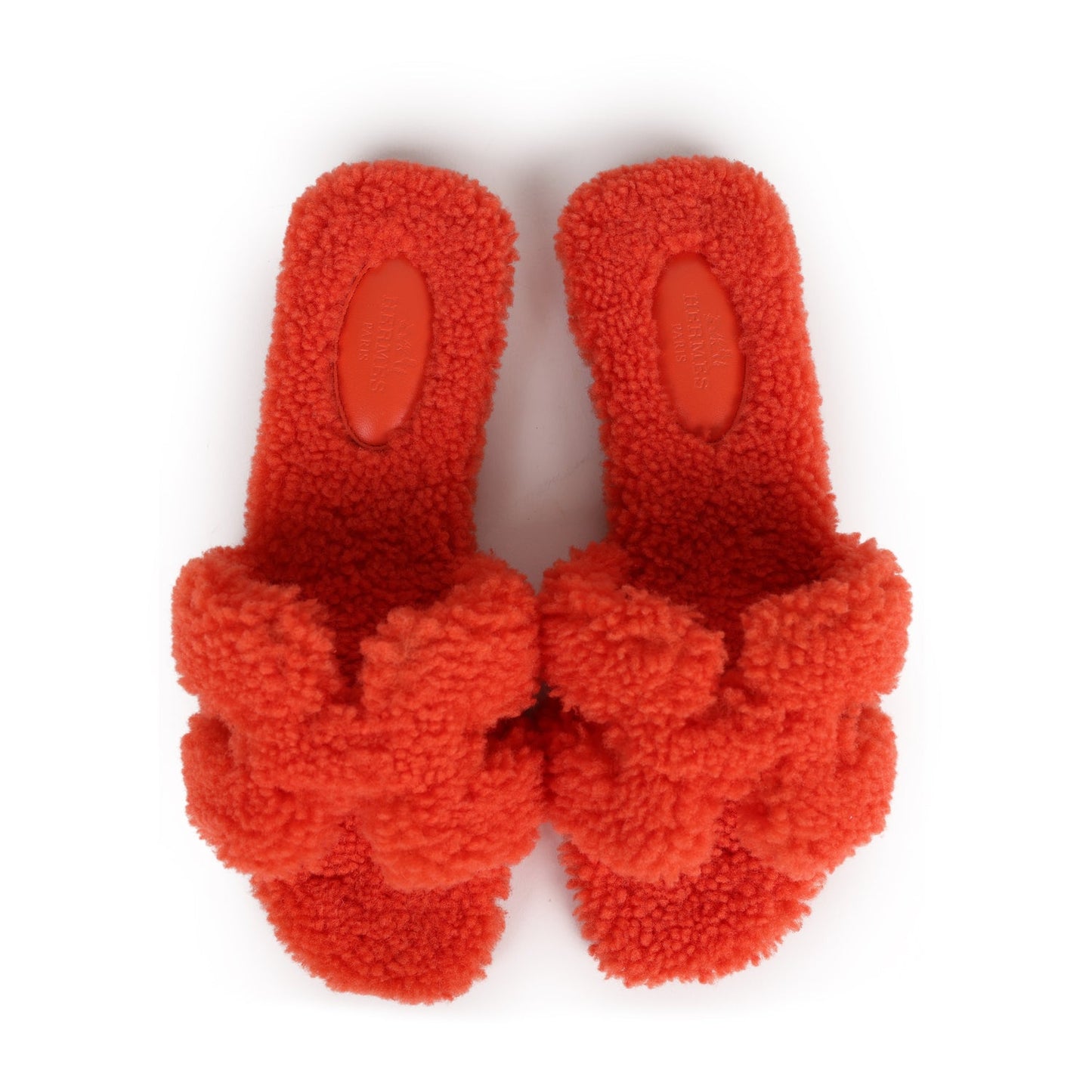Hermes Oran Sandal Orange Shearling 37