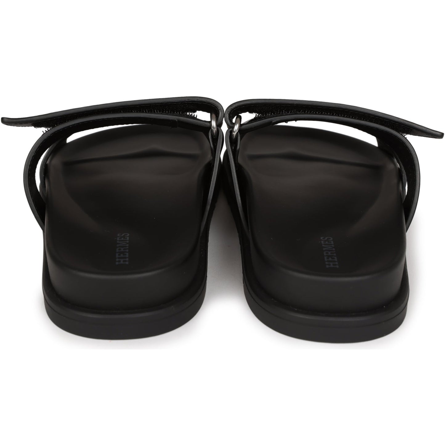 Hermes Chypre Sandals Black Calfskin Palladium Hardware 34.5 EU