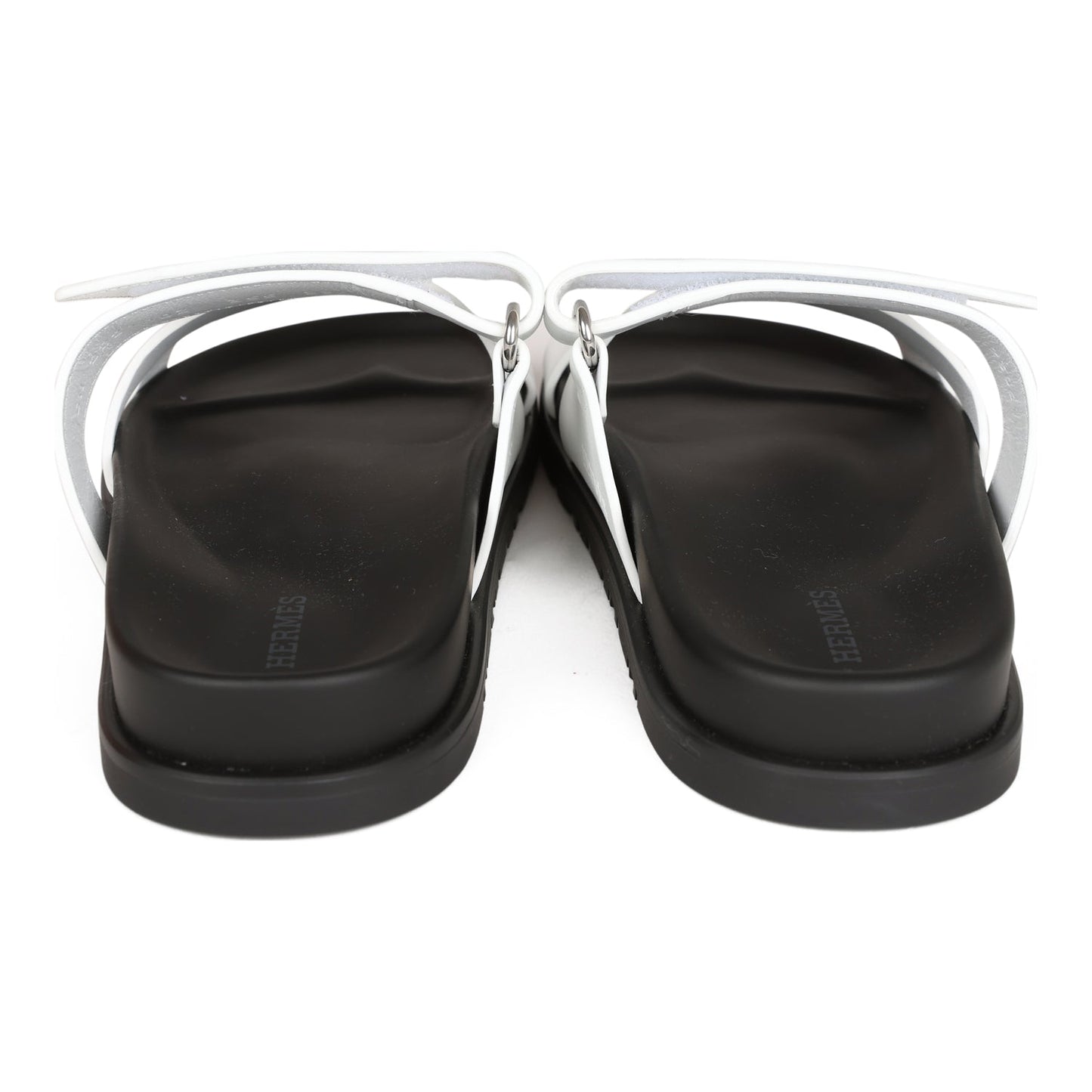 Hermes Chypre Sandals White Calfskin Palladium Hardware 35.5 EU