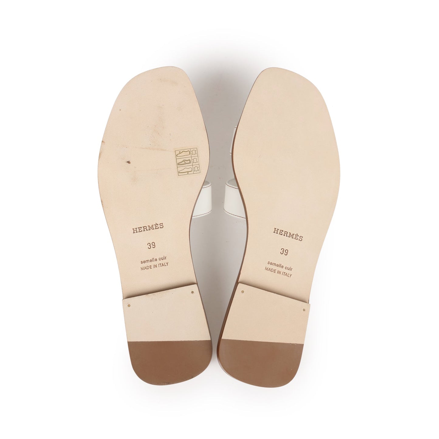 Hermes Oran Sandals White Box Calfskin 39 EU