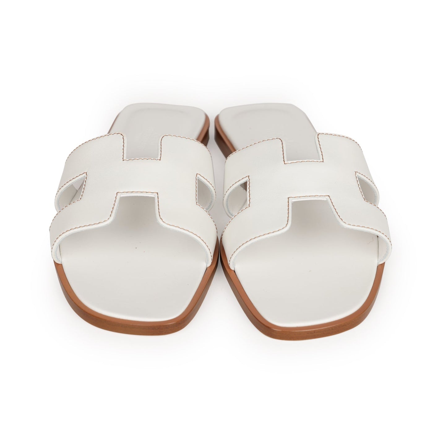 Hermes Oran Sandals White Box Calfskin 37 EU