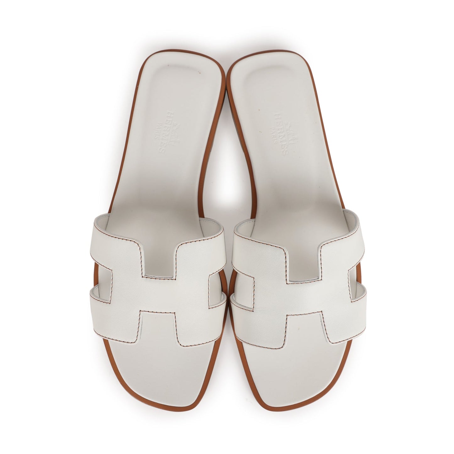 Hermes Oran Sandals White Box Calfskin 37 EU