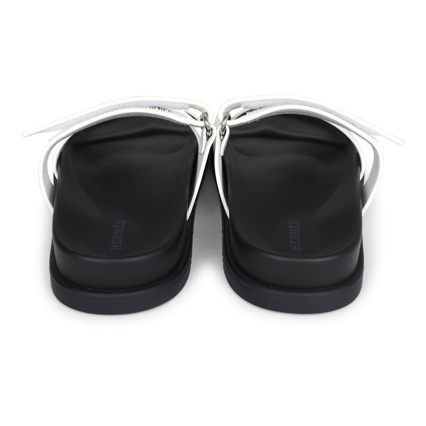 Hermes Chypre Techno Sandals White Calfskin Palladium Hardware 36.5 EU