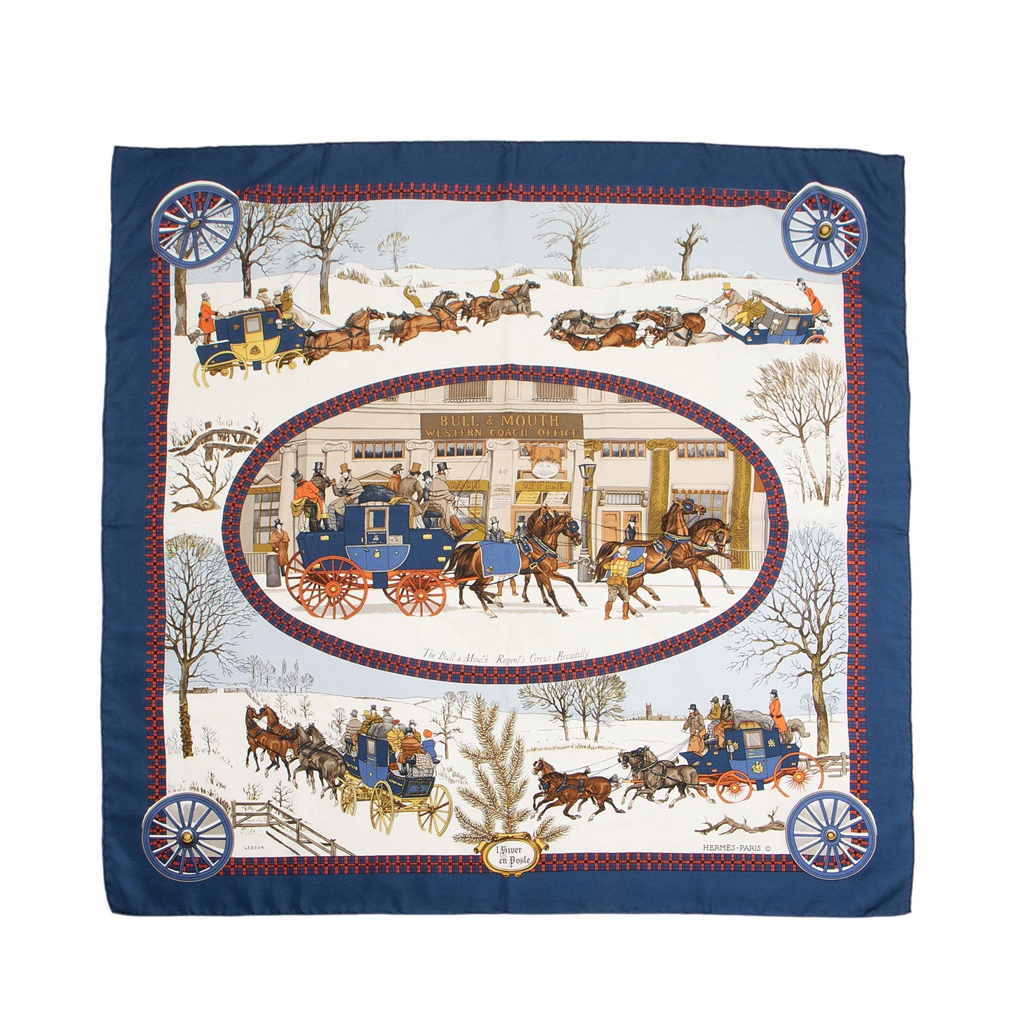 Hermes Vintage Silk The Bull & Mouth Regent's Circus Piccadilly 90cm Scarf